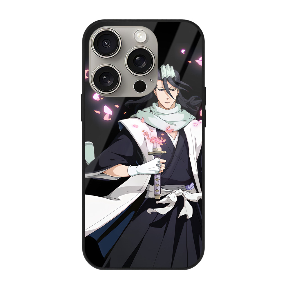 （画像用） ブリーチ くちき びゃくや BLEACH Kuchiki Byakuya 【iPhone15Pro対応】スマホケース 耐衝撃＆黄変防止 背面ガラス