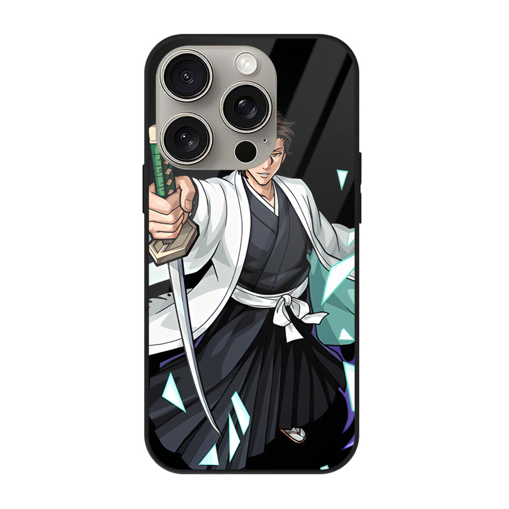（画像用） ブリーチ 藍染 惣右介（あいぜん そうすけ） BLEACH Aizen Sousuke 【iPhone15Pro対応】スマホケース 耐衝撃＆黄変防止 背面ガラス