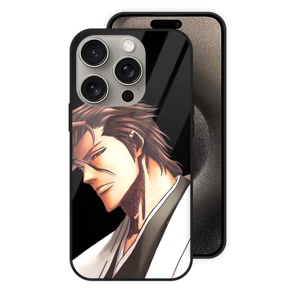 （画像用） ブリーチ 藍染 惣右介（あいぜん そうすけ） BLEACH Aizen Sousuke 【iPhone15Pro対応】スマホケース 耐衝撃＆黄変防止 背面ガラス