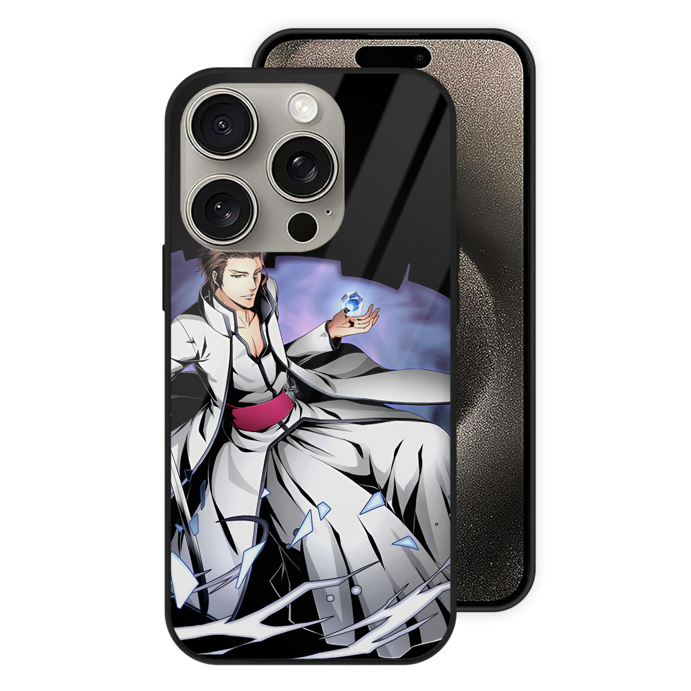 （画像用） ブリーチ 藍染 惣右介（あいぜん そうすけ） BLEACH Aizen Sousuke 【iPhone15Pro対応】スマホケース 耐衝撃＆黄変防止 背面ガラス
