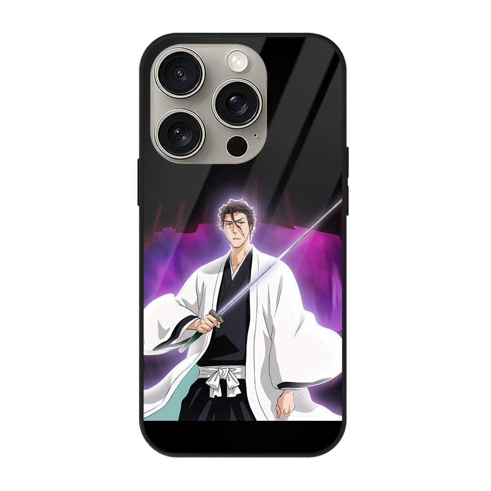 （画像用） ブリーチ 藍染 惣右介（あいぜん そうすけ） BLEACH Aizen Sousuke 【iPhone15Pro対応】スマホケース 耐衝撃＆黄変防止 背面ガラス
