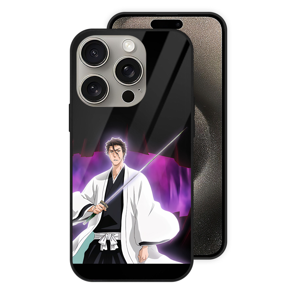 （画像用） ブリーチ 藍染 惣右介（あいぜん そうすけ） BLEACH Aizen Sousuke 【iPhone15Pro対応】スマホケース 耐衝撃＆黄変防止 背面ガラス