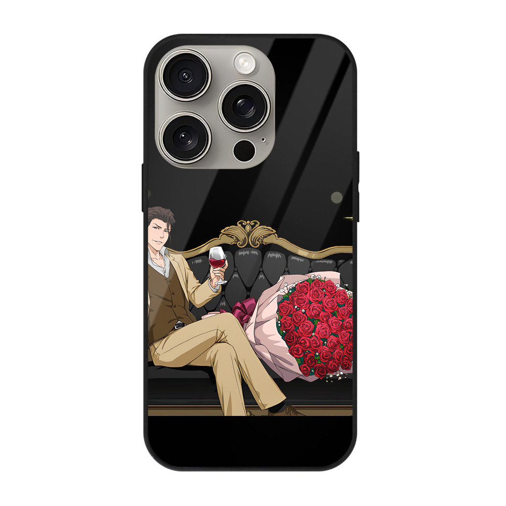 （画像用） ブリーチ 藍染 惣右介（あいぜん そうすけ） BLEACH Aizen Sousuke 【iPhone15Pro対応】スマホケース 耐衝撃＆黄変防止 背面ガラス