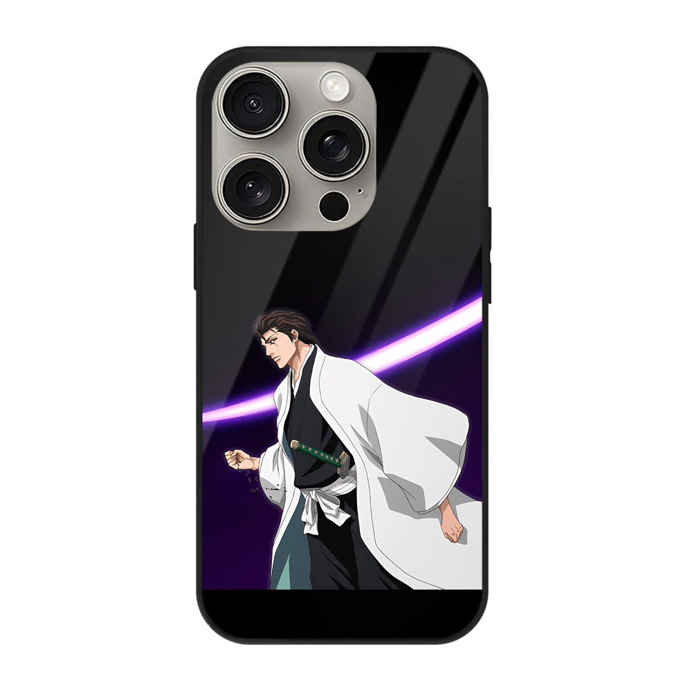 （画像用） ブリーチ 藍染 惣右介（あいぜん そうすけ） BLEACH Aizen Sousuke 【iPhone15Pro対応】スマホケース 耐衝撃＆黄変防止 背面ガラス