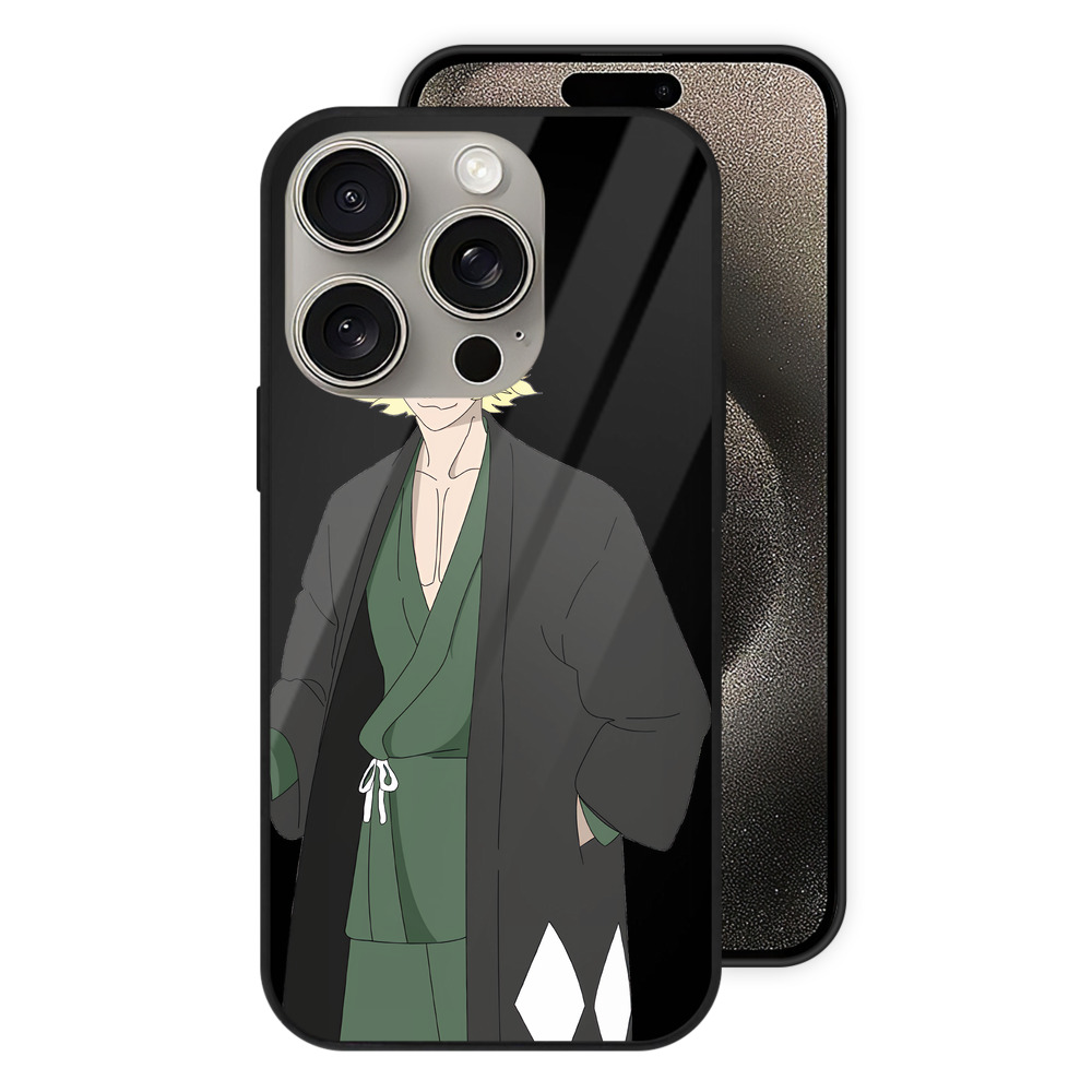 （画像用） "ブリーチ 浦原 喜助（うらはら きすけ） BLEACH Urahara Kisuke " 【iPhone15Pro対応】スマホケース 耐衝撃＆黄変防止 背面ガラス
