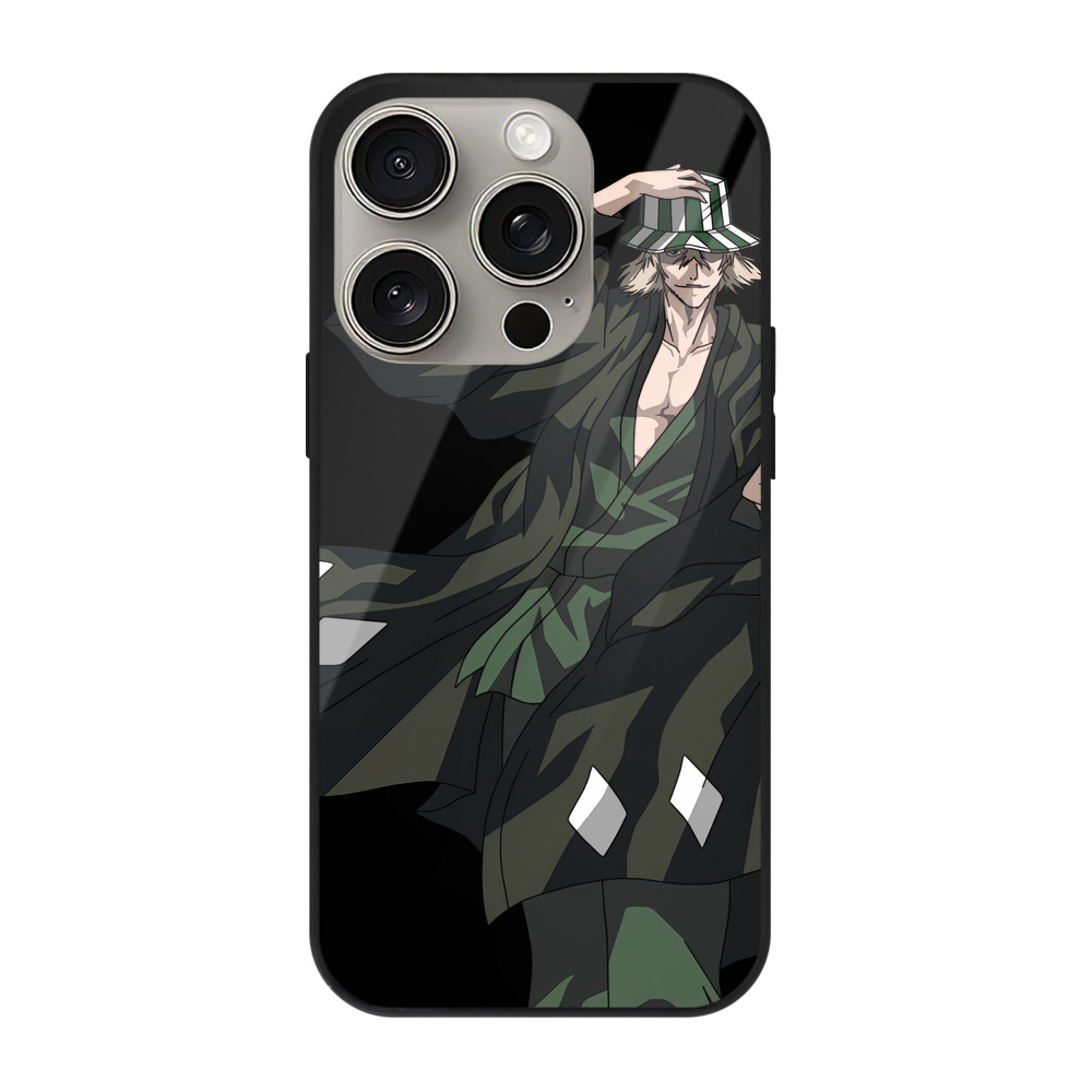 （画像用） "ブリーチ 浦原 喜助（うらはら きすけ） BLEACH Urahara Kisuke " 【iPhone15Pro対応】スマホケース 耐衝撃＆黄変防止 背面ガラス