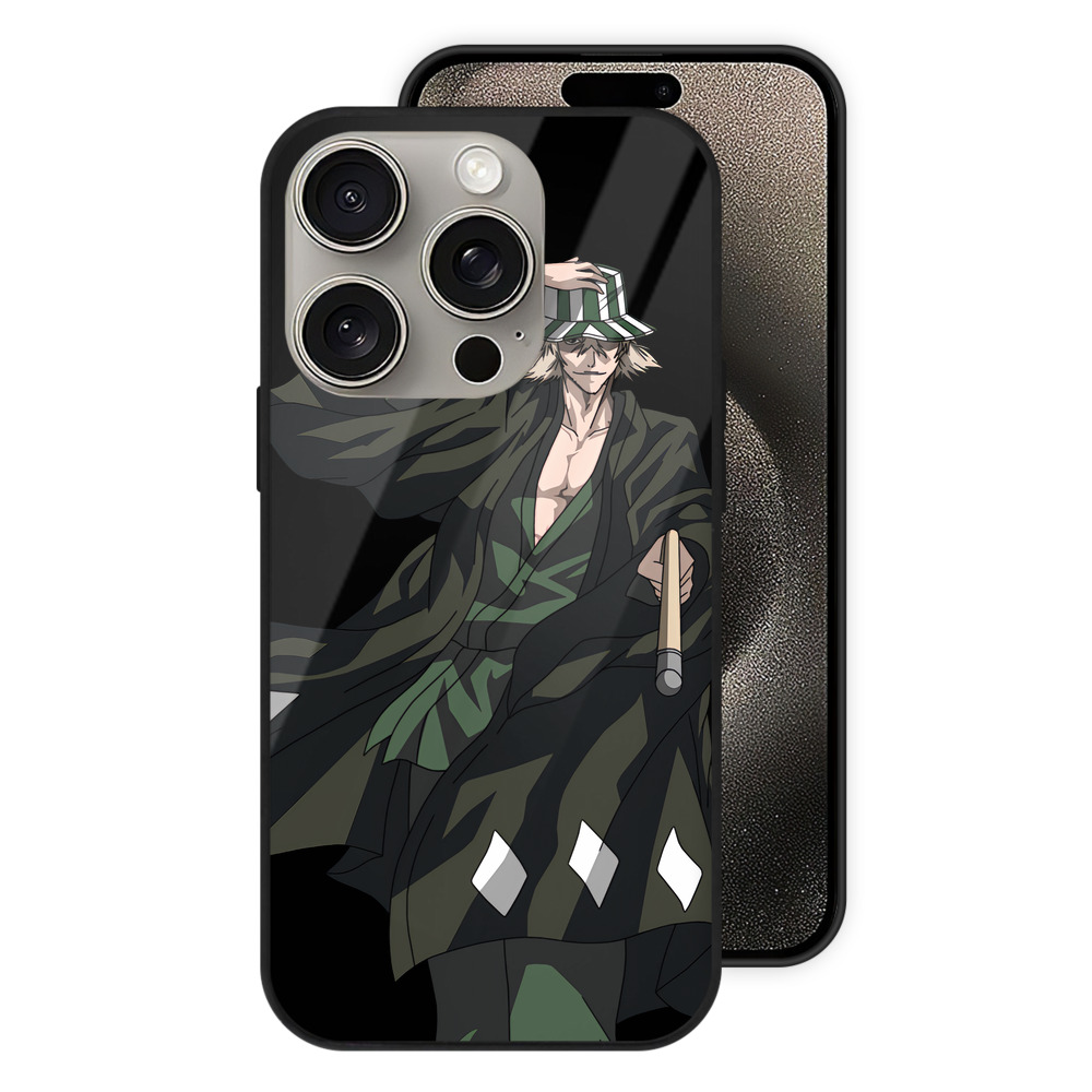 （画像用） "ブリーチ 浦原 喜助（うらはら きすけ） BLEACH Urahara Kisuke " 【iPhone15Pro対応】スマホケース 耐衝撃＆黄変防止 背面ガラス