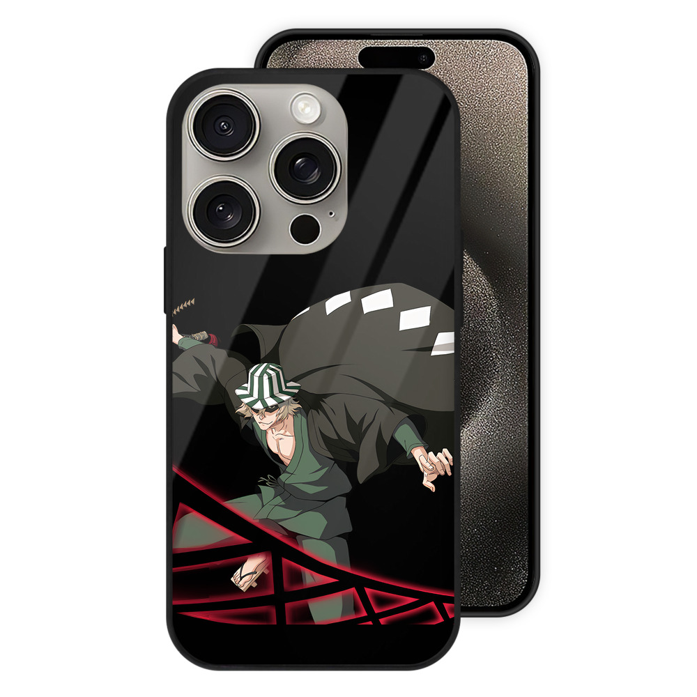 （画像用） "ブリーチ 浦原 喜助（うらはら きすけ） BLEACH Urahara Kisuke " 【iPhone15Pro対応】スマホケース 耐衝撃＆黄変防止 背面ガラス