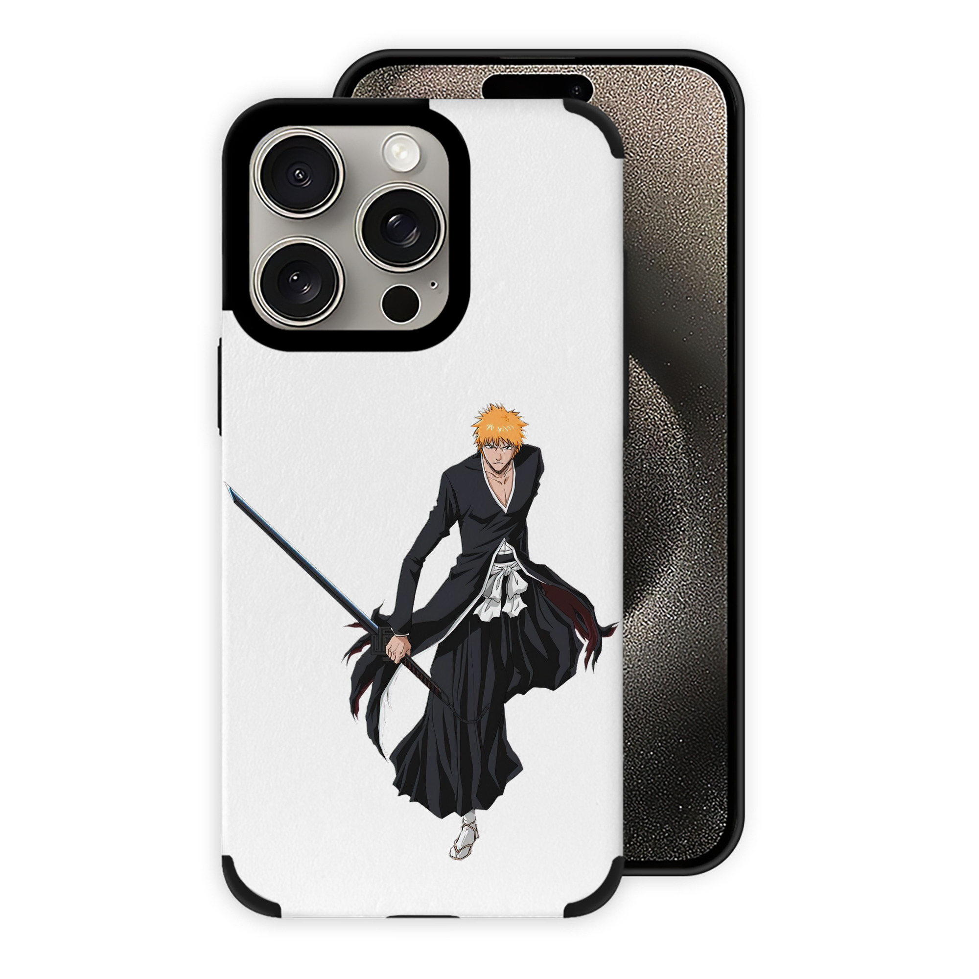 （画像用） ブリーチ 黒崎一護（くろさき いちご）BLEACH Kurosaki Ichigo 【iPhone15ProMax対応】 PUレザー スマホケース 耐衝撃＆黄変防止