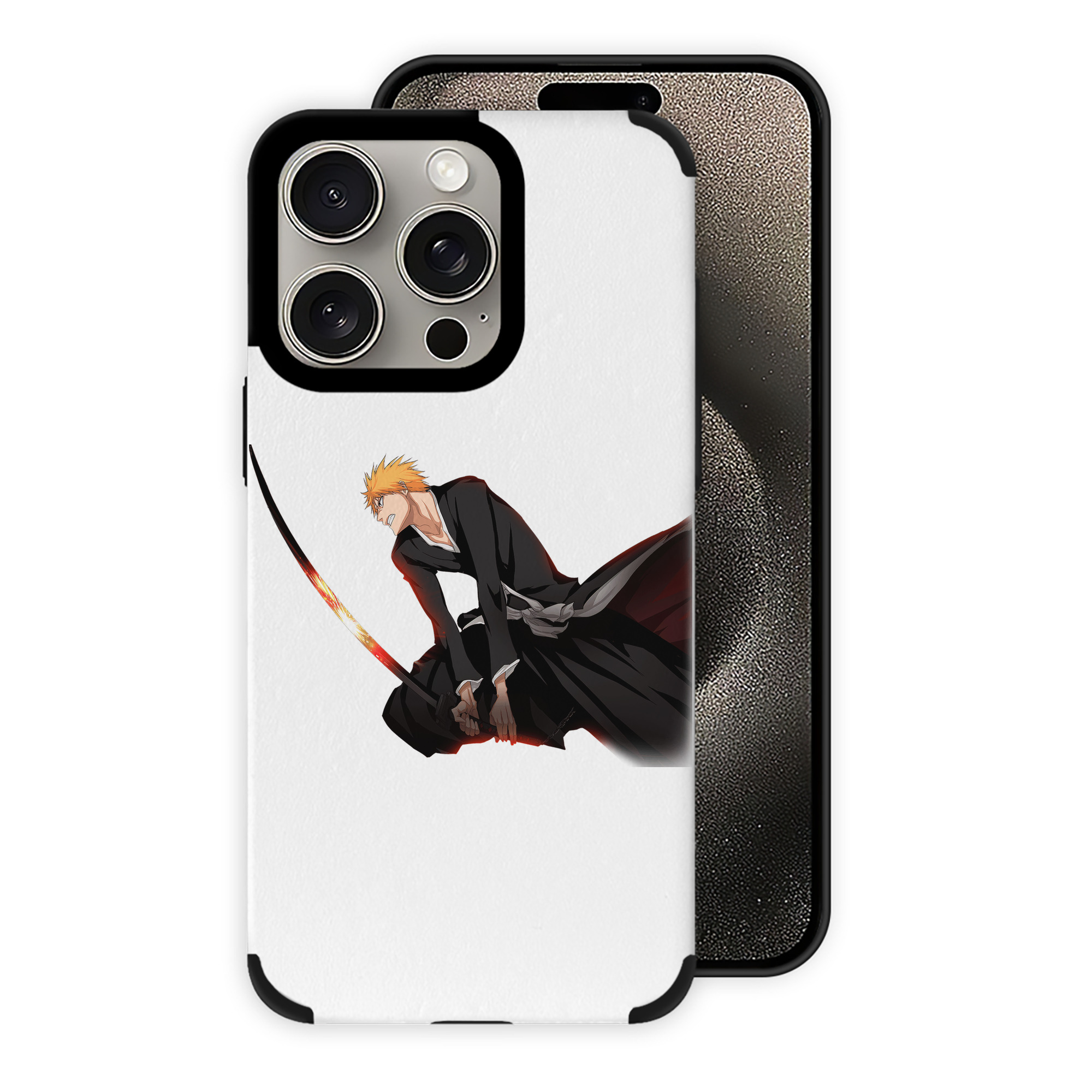 （画像用） ブリーチ 黒崎一護（くろさき いちご）BLEACH Kurosaki Ichigo 【iPhone15ProMax対応】 PUレザー スマホケース 耐衝撃＆黄変防止