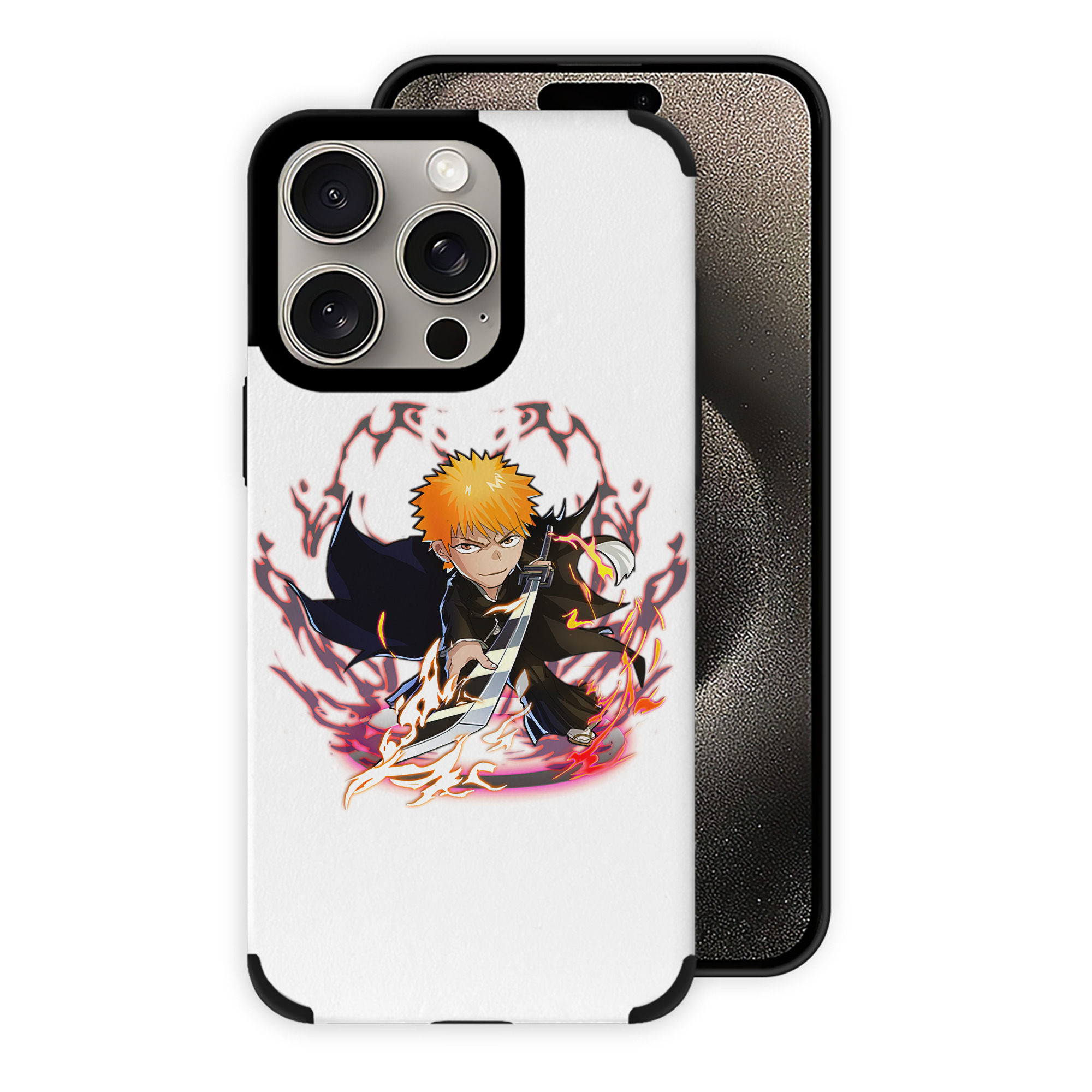 （画像用） ブリーチ 黒崎一護（くろさき いちご）BLEACH Kurosaki Ichigo 【iPhone15ProMax対応】 PUレザー スマホケース 耐衝撃＆黄変防止