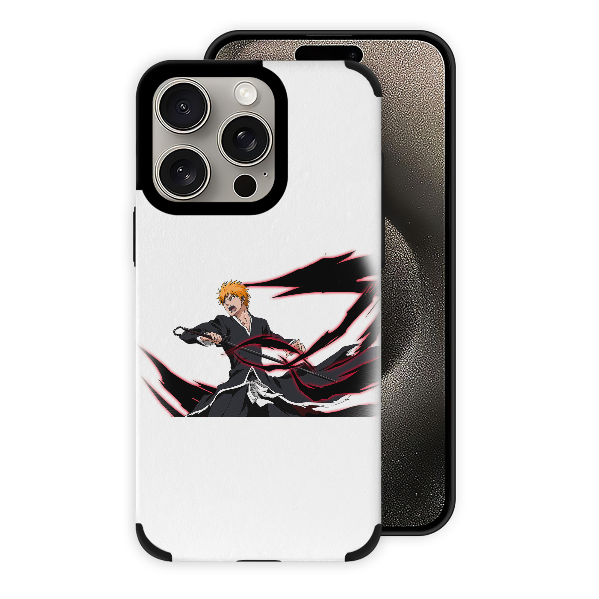 （画像用） ブリーチ 黒崎一護（くろさき いちご）BLEACH Kurosaki Ichigo 【iPhone15ProMax対応】 PUレザー スマホケース 耐衝撃＆黄変防止