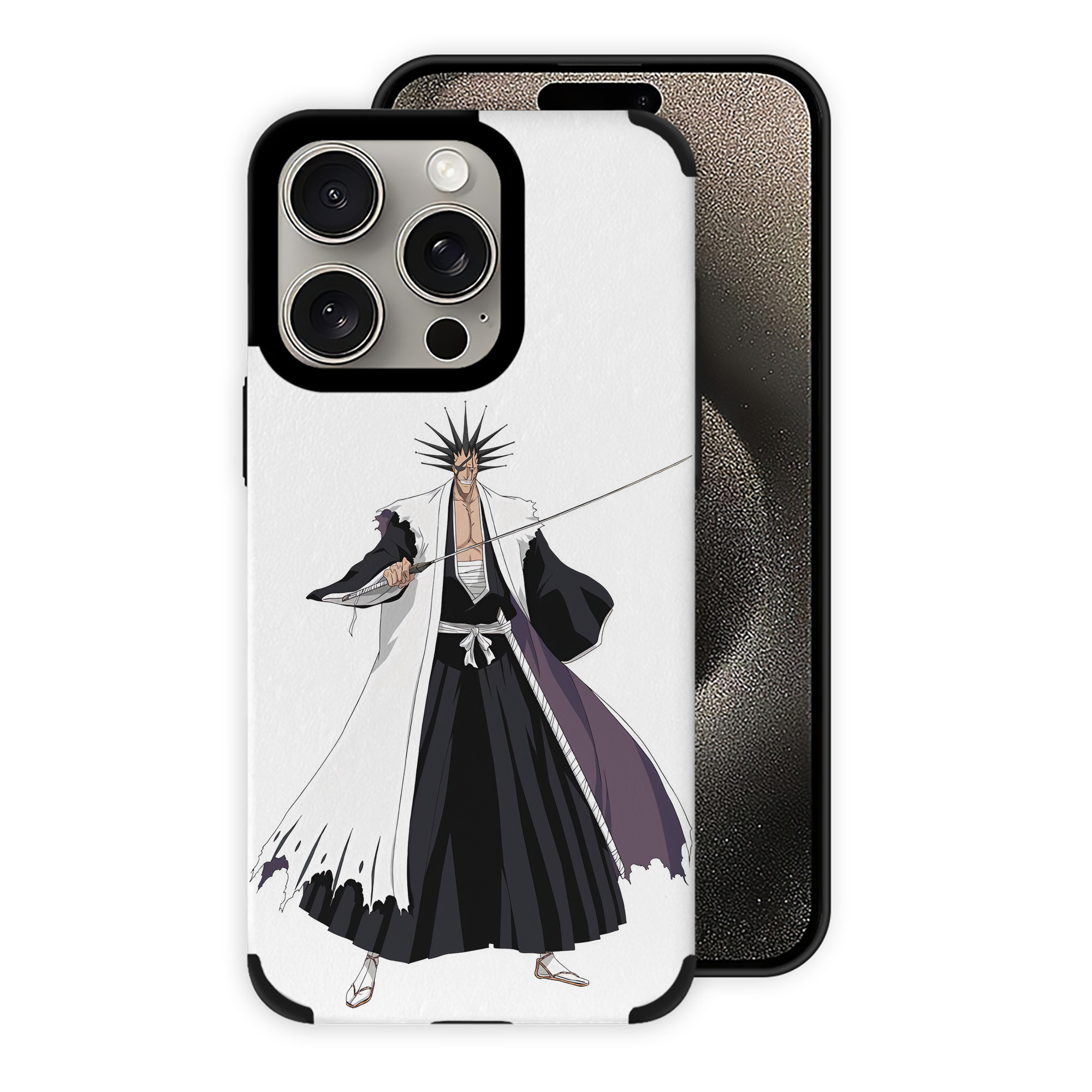 （画像用） ブリーチ ざらき けんぱち BLEACH Zaraki Kenpachi 【iPhone15ProMax対応】 PUレザー スマホケース 耐衝撃＆黄変防止