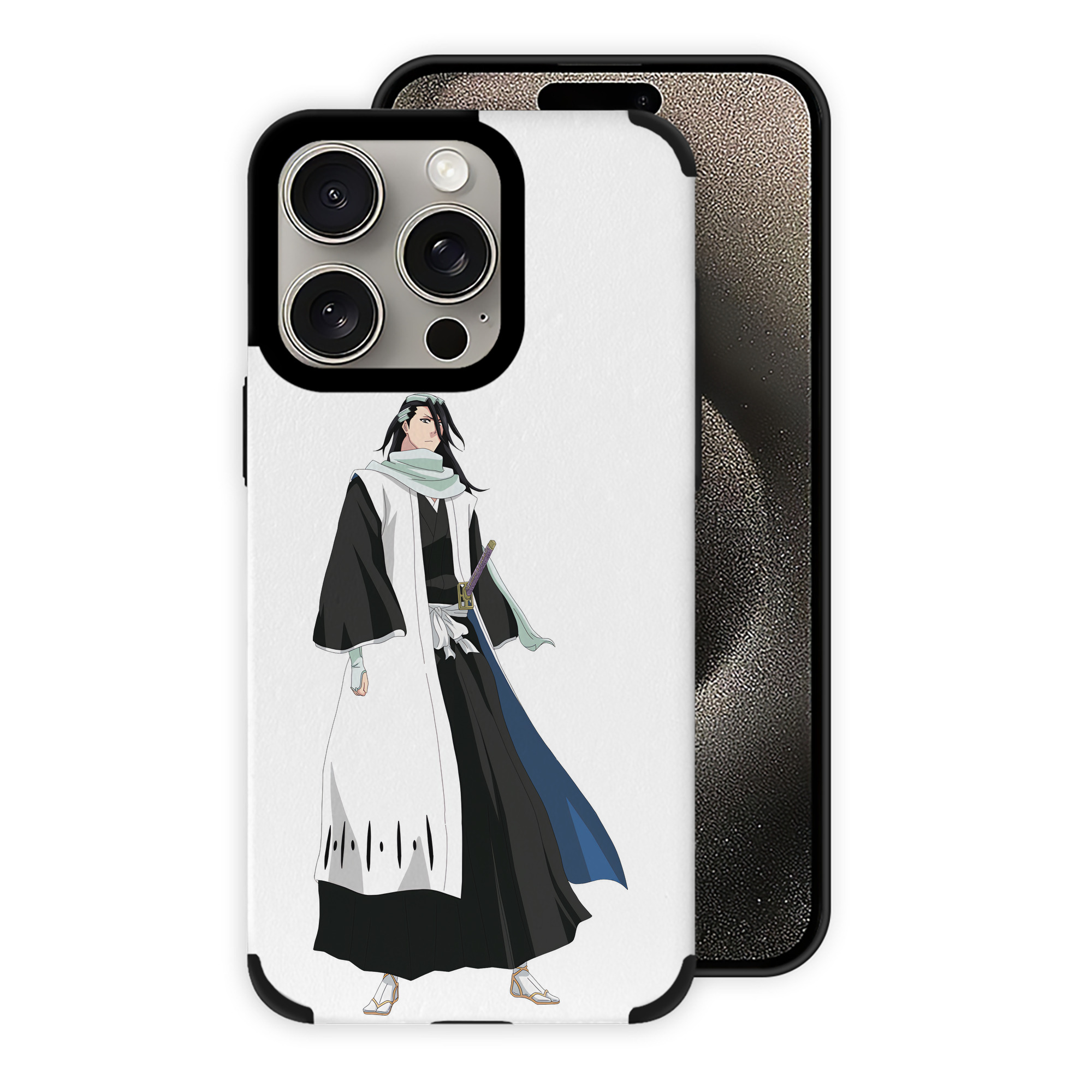 （画像用） ブリーチ くちき びゃくや BLEACH Kuchiki Byakuya 【iPhone15ProMax対応】 PUレザー スマホケース 耐衝撃＆黄変防止