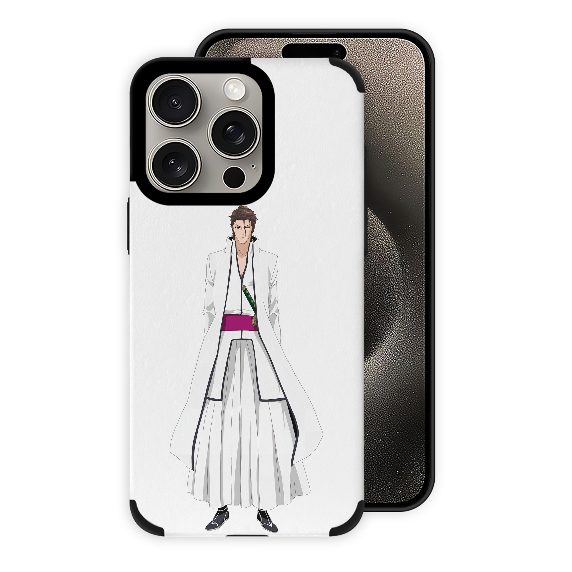 （画像用） ブリーチ 藍染 惣右介（あいぜん そうすけ） BLEACH Aizen Sousuke 【iPhone15ProMax対応】 PUレザー スマホケース 耐衝撃＆黄変防止
