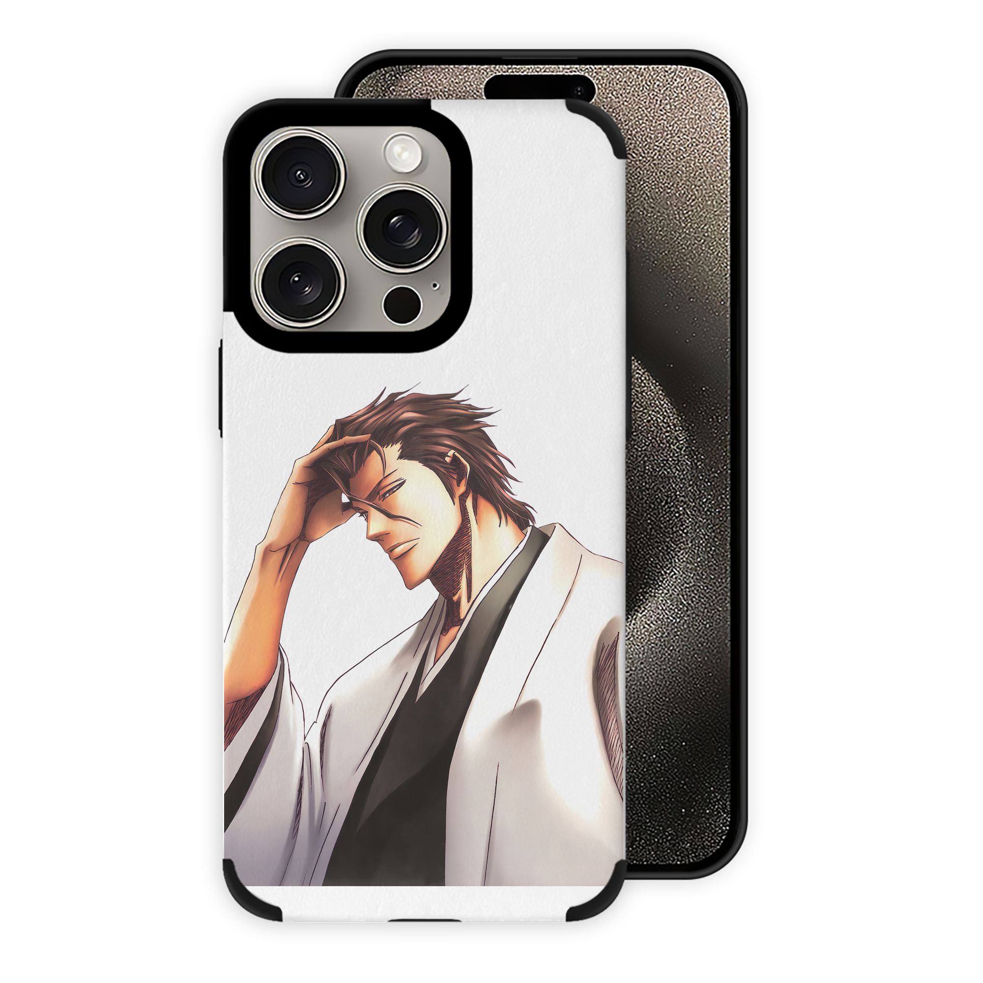 （画像用） ブリーチ 藍染 惣右介（あいぜん そうすけ） BLEACH Aizen Sousuke 【iPhone15ProMax対応】 PUレザー スマホケース 耐衝撃＆黄変防止