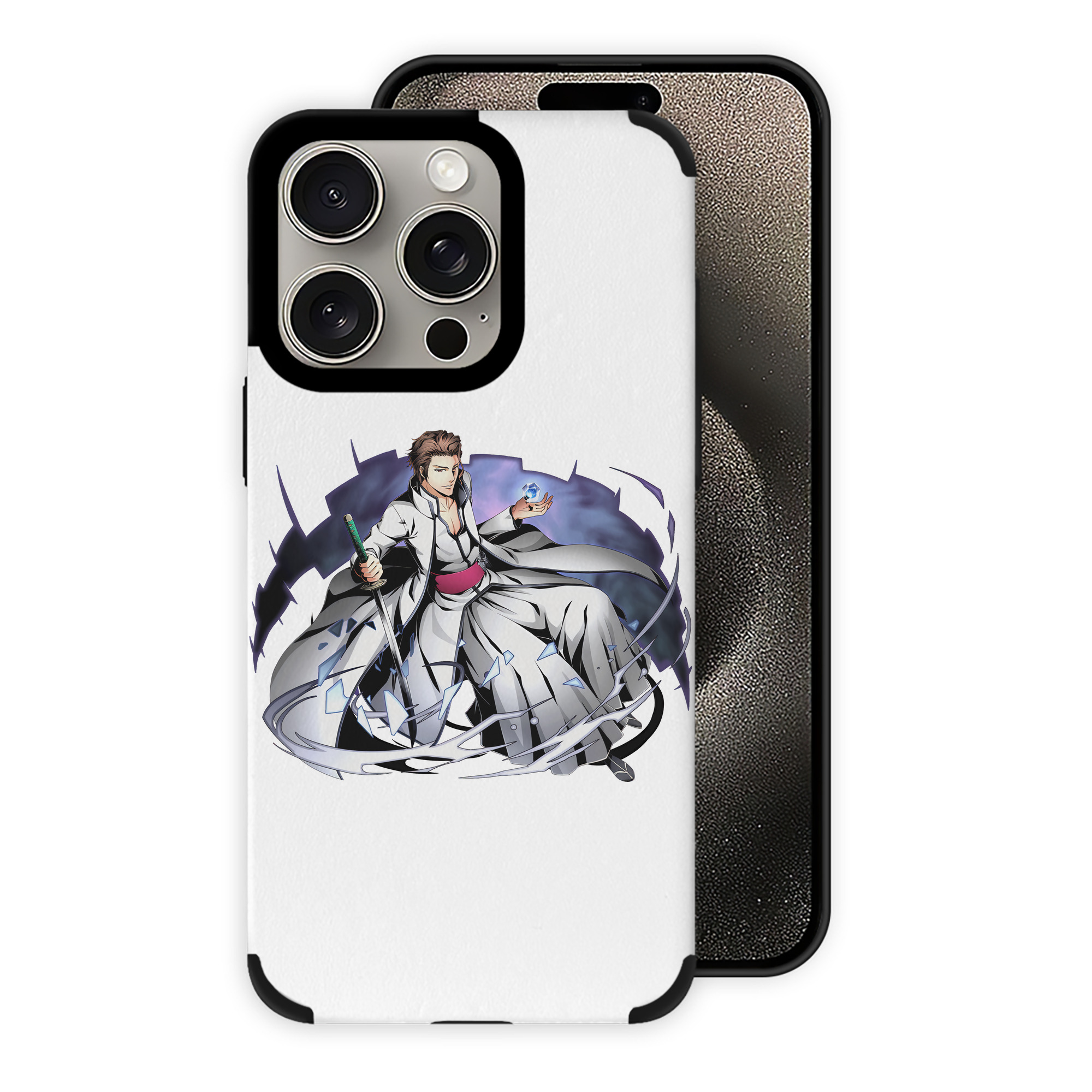 （画像用） ブリーチ 藍染 惣右介（あいぜん そうすけ） BLEACH Aizen Sousuke 【iPhone15ProMax対応】 PUレザー スマホケース 耐衝撃＆黄変防止