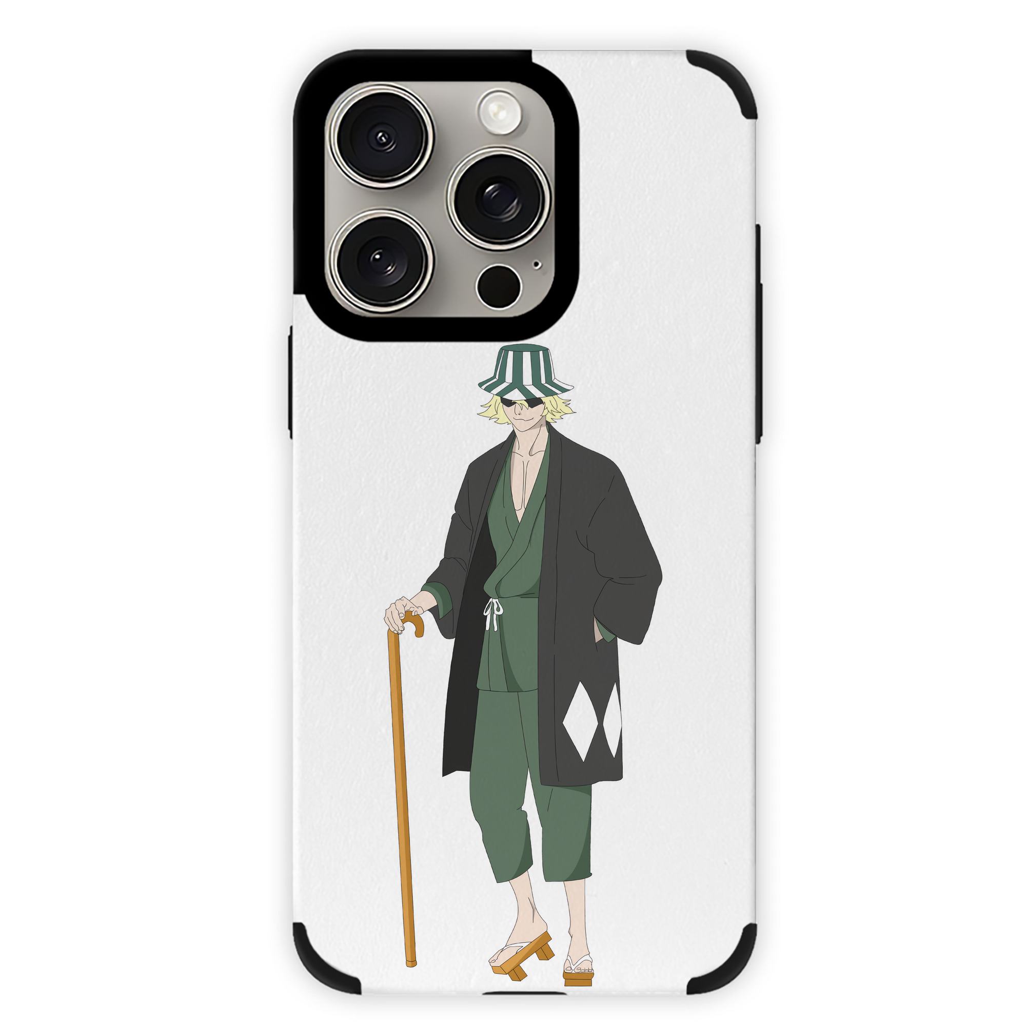 （画像用） "ブリーチ 浦原 喜助（うらはら きすけ） BLEACH Urahara Kisuke " 【iPhone15ProMax対応】 PUレザー スマホケース 耐衝撃＆黄変防止