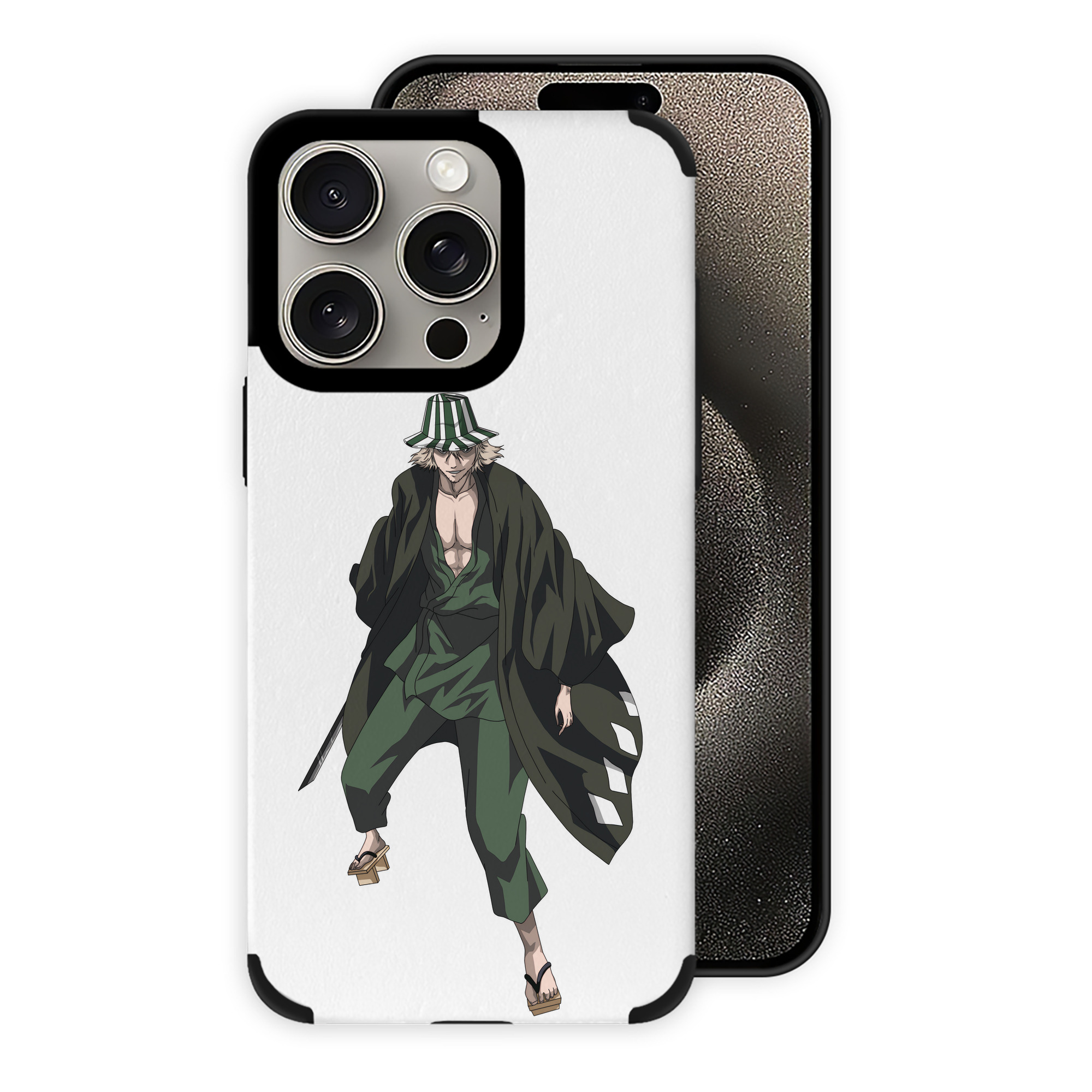 （画像用） "ブリーチ 浦原 喜助（うらはら きすけ） BLEACH Urahara Kisuke " 【iPhone15ProMax対応】 PUレザー スマホケース 耐衝撃＆黄変防止