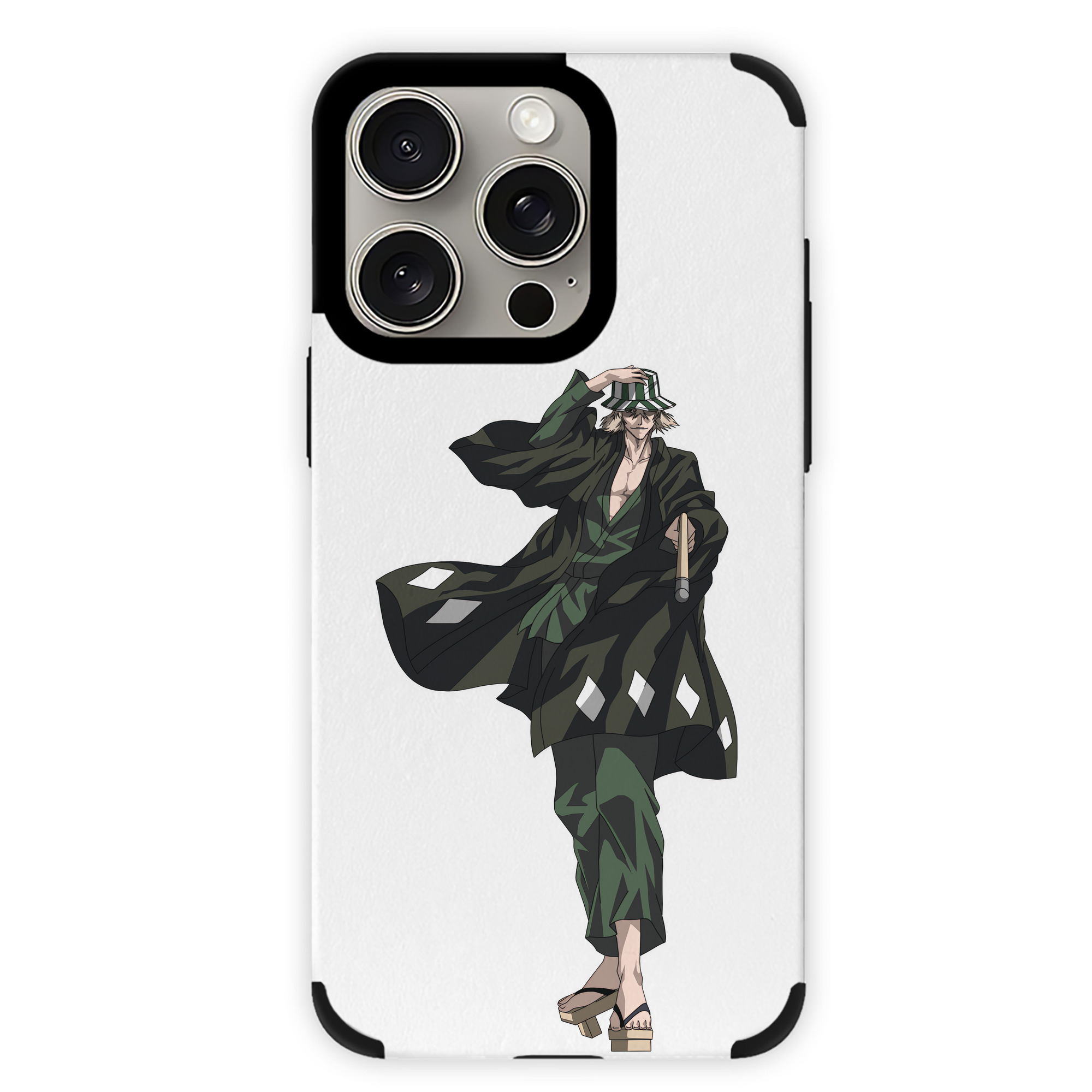 （画像用） "ブリーチ 浦原 喜助（うらはら きすけ） BLEACH Urahara Kisuke " 【iPhone15ProMax対応】 PUレザー スマホケース 耐衝撃＆黄変防止