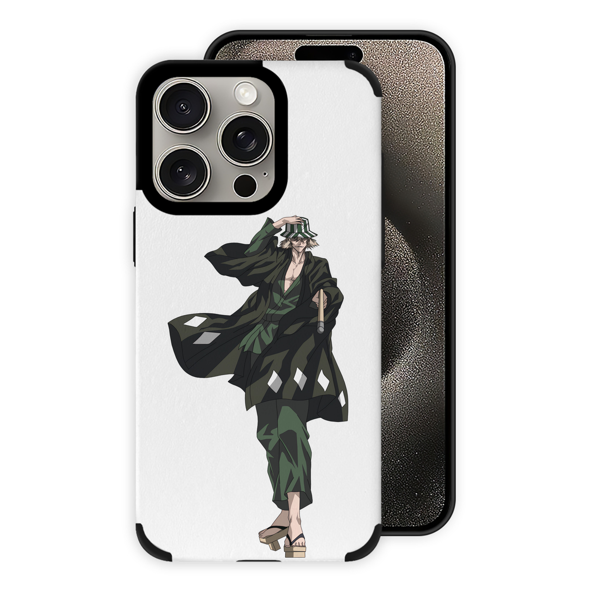 （画像用） "ブリーチ 浦原 喜助（うらはら きすけ） BLEACH Urahara Kisuke " 【iPhone15ProMax対応】 PUレザー スマホケース 耐衝撃＆黄変防止