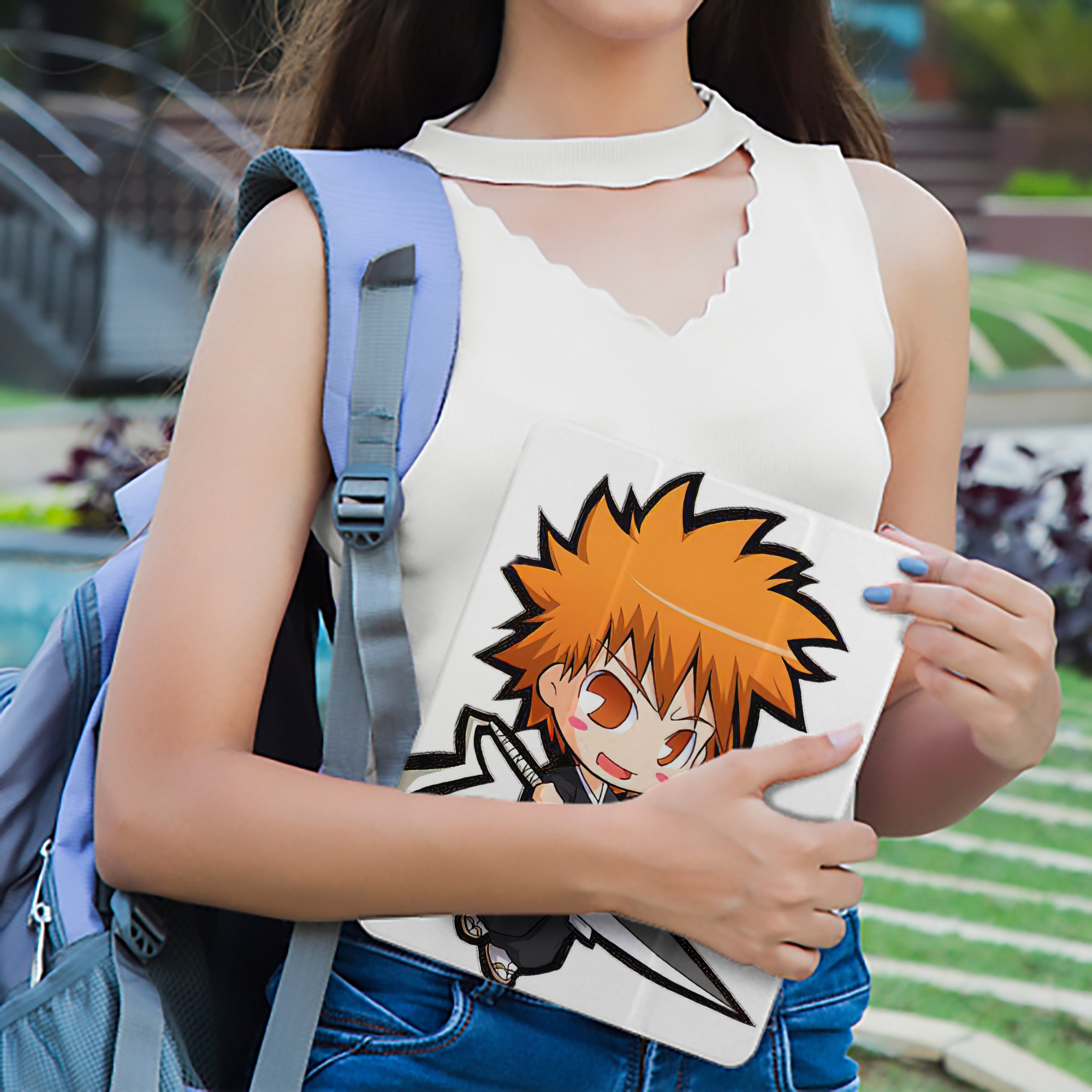 ブリーチ 黒崎一護（くろさき いちご）BLEACH Kurosaki Ichigo IPad ケース ペン収納付き 三つ折りスタンド PUレザー×シリコン 対応機種9.5/10.5/10.9インチ