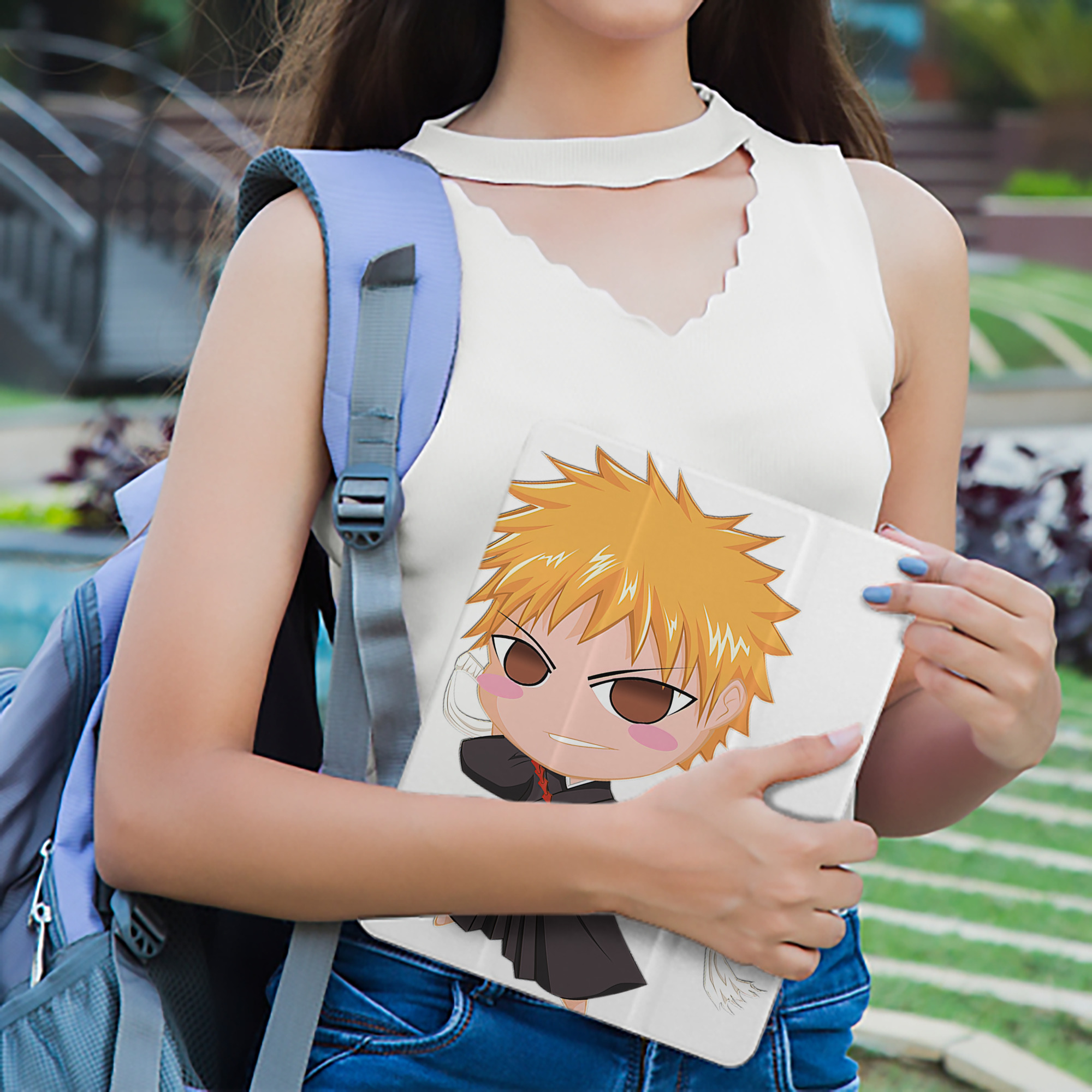 ブリーチ 黒崎一護（くろさき いちご）BLEACH Kurosaki Ichigo IPad ケース ペン収納付き 三つ折りスタンド PUレザー×シリコン 対応機種9.5/10.5/10.9インチ