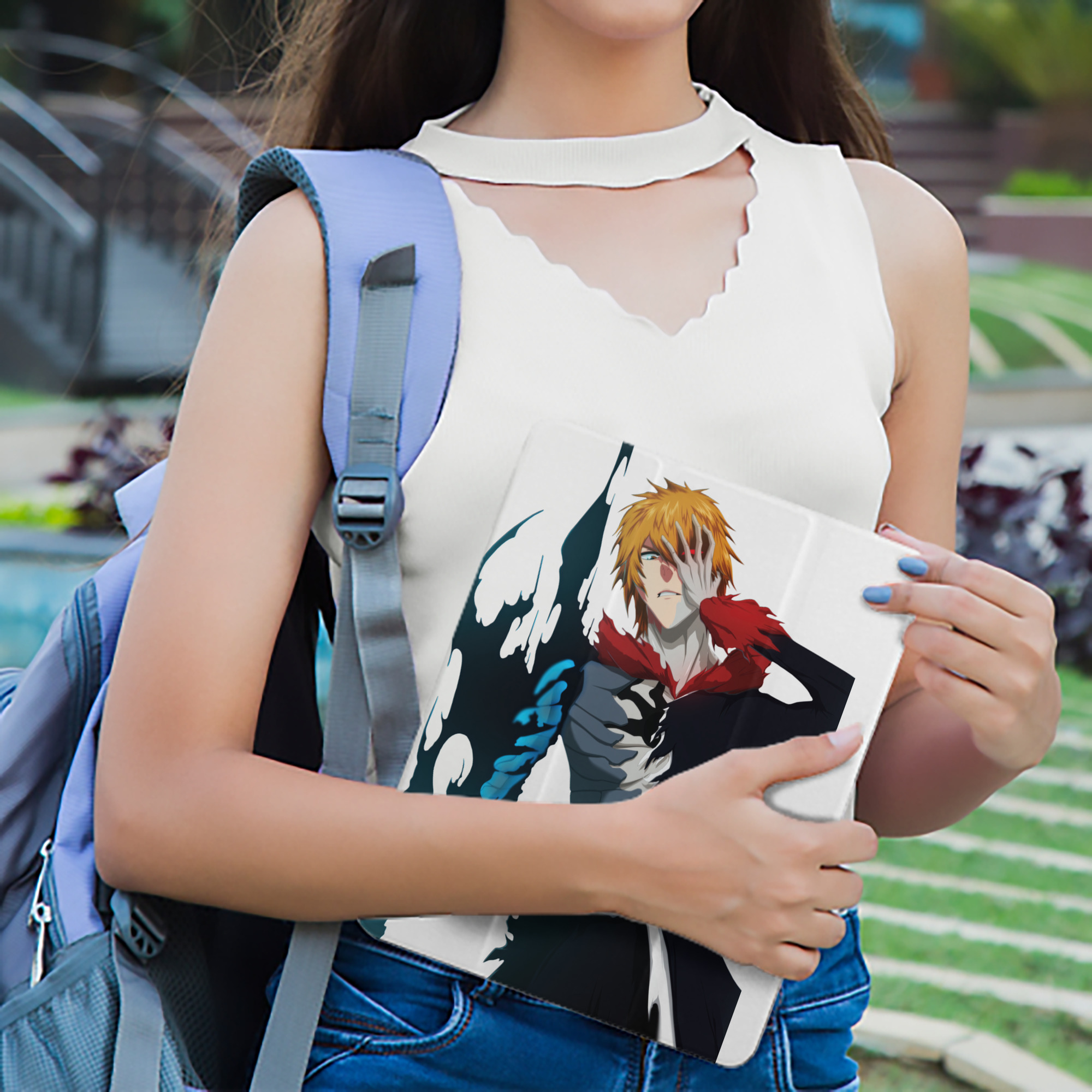 ブリーチ 黒崎一護（くろさき いちご）BLEACH Kurosaki Ichigo IPad ケース ペン収納付き 三つ折りスタンド PUレザー×シリコン 対応機種9.5/10.5/10.9インチ