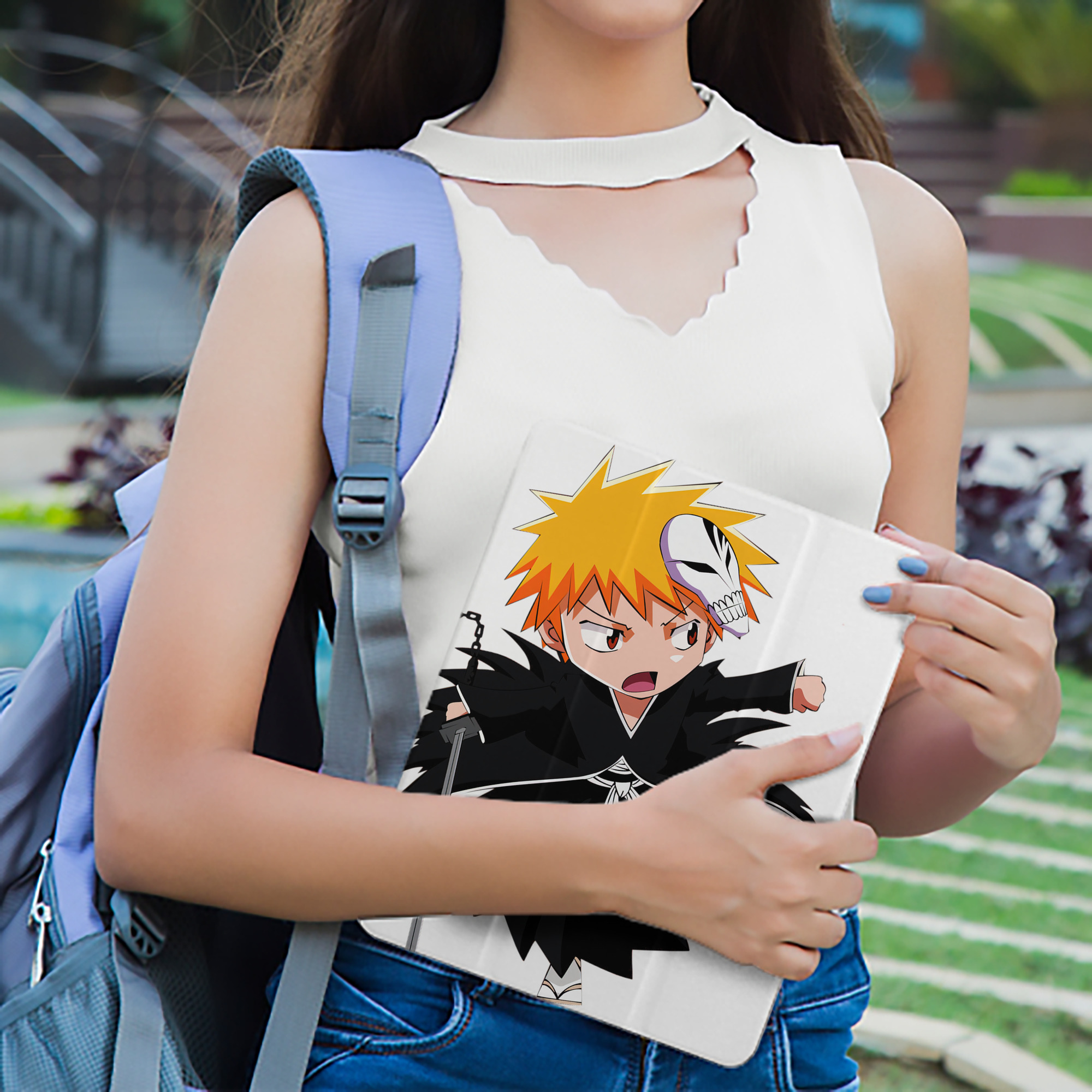 ブリーチ 黒崎一護（くろさき いちご）BLEACH Kurosaki Ichigo IPad ケース ペン収納付き 三つ折りスタンド PUレザー×シリコン 対応機種9.5/10.5/10.9インチ