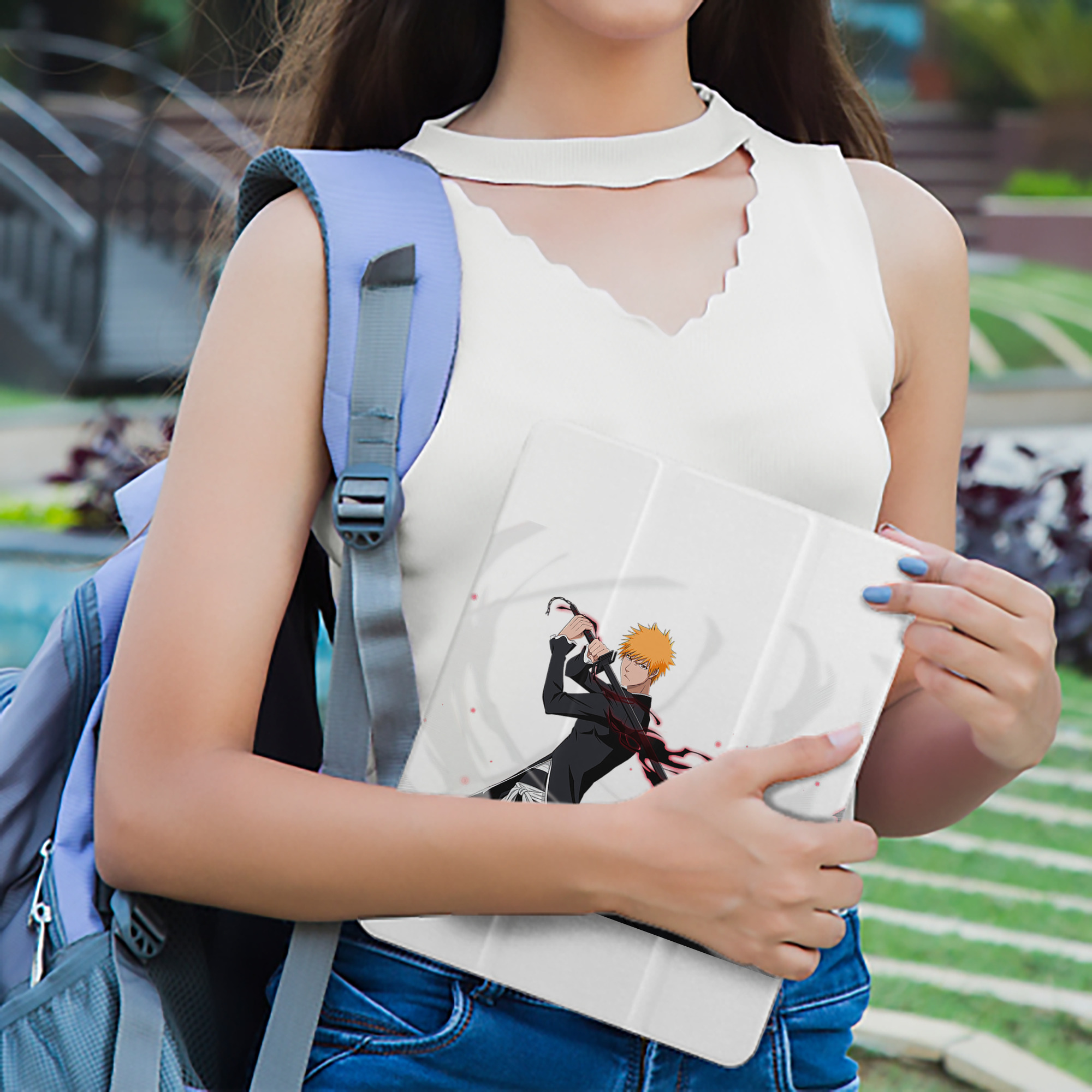 ブリーチ 黒崎一護（くろさき いちご）BLEACH Kurosaki Ichigo IPad ケース ペン収納付き 三つ折りスタンド PUレザー×シリコン 対応機種9.5/10.5/10.9インチ