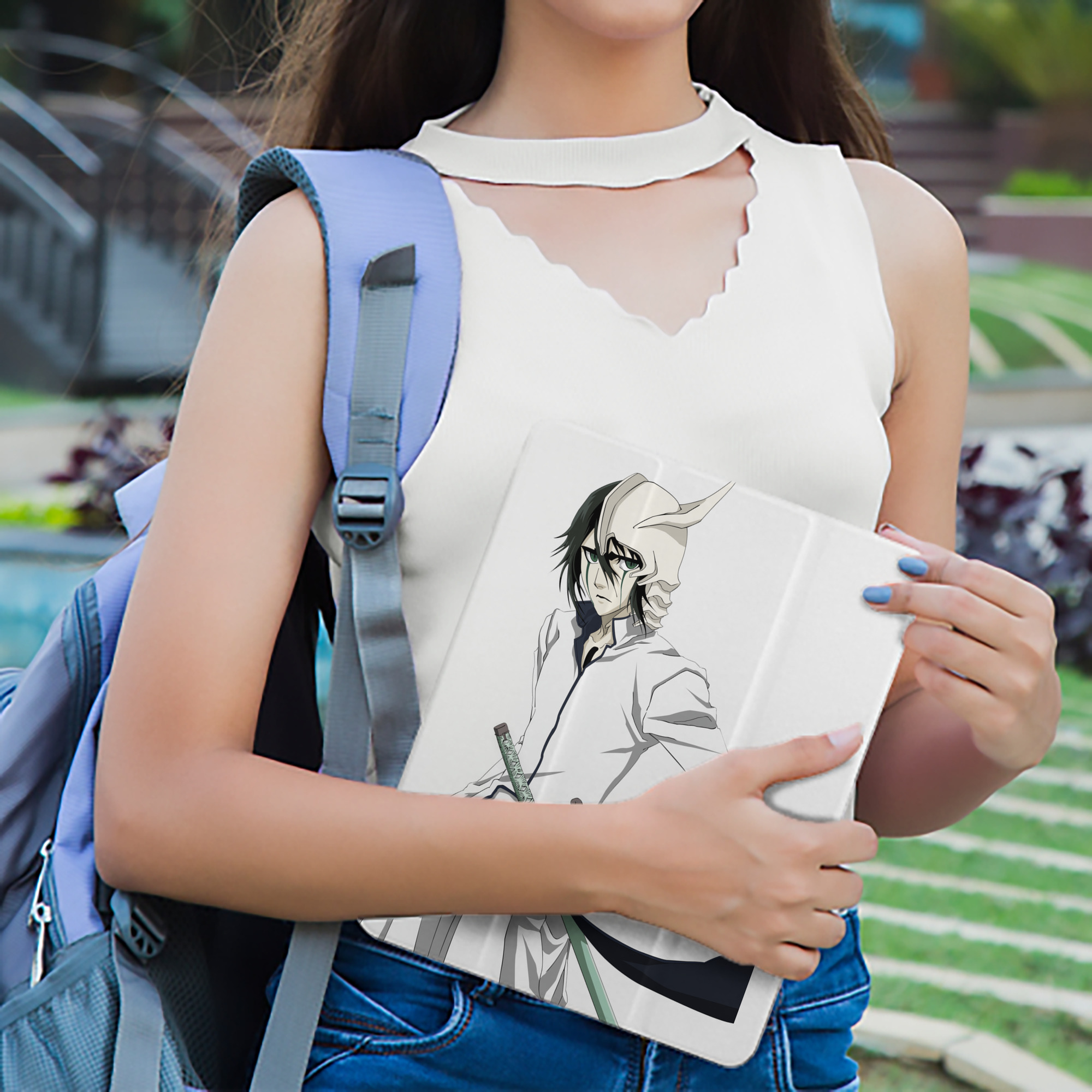 ブリーチ ウルキオラ·シファー BLEACH Ulquiorra cifer IPad ケース ペン収納付き 三つ折りスタンド PUレザー×シリコン 対応機種9.5/10.5/10.9インチ