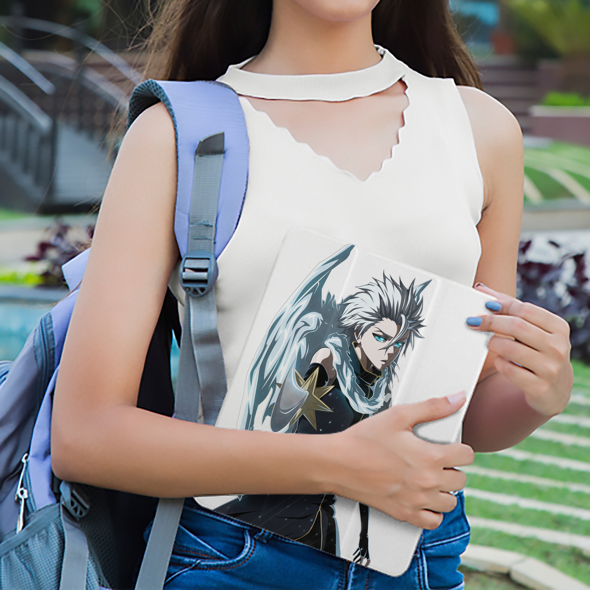 ブリーチ 日番谷冬獅郎（ひつがや とうしろう） BLEACH Hitsugaya Toushirou IPad ケース ペン収納付き 三つ折りスタンド PUレザー×シリコン 対応機種9.5/10.5/10.9インチ