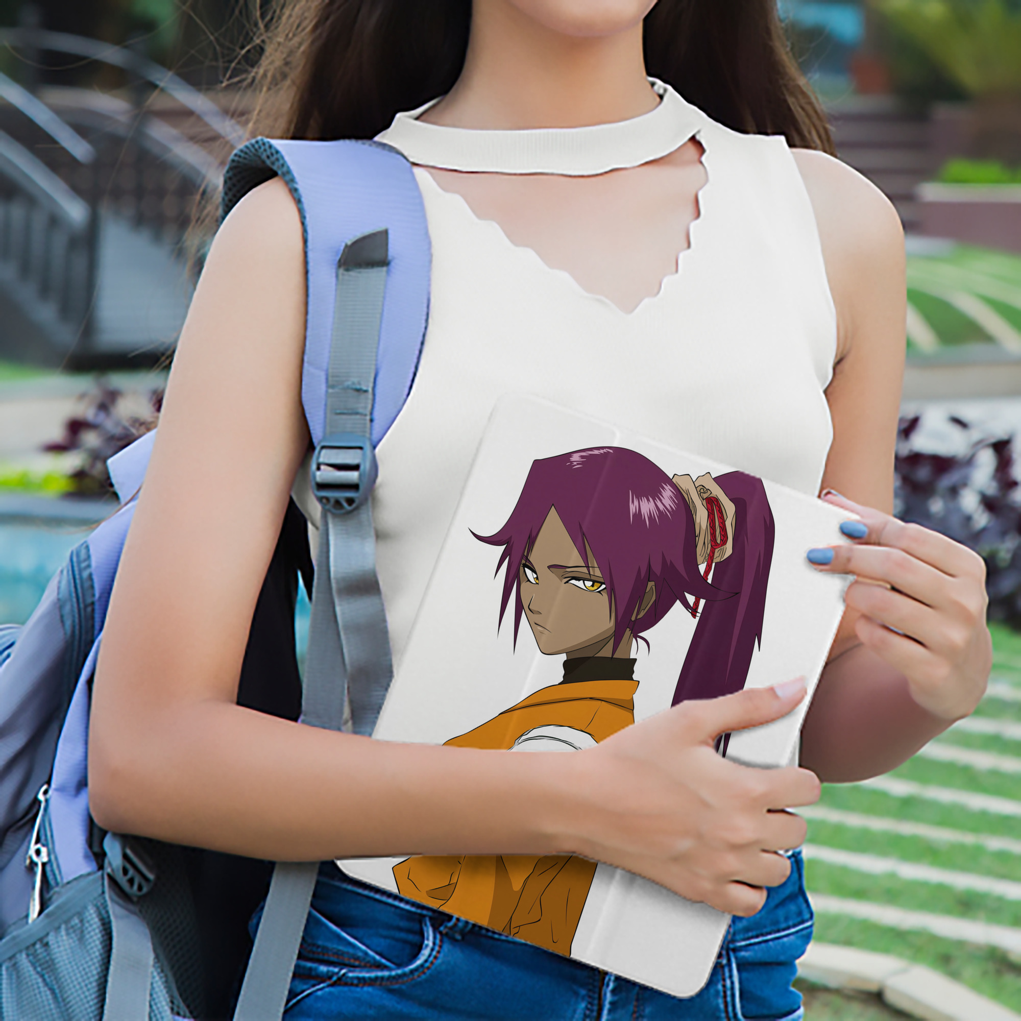 ブリーチ 四楓院 夜一（しほういん よるいち） BLEACH Shihouin Yoruichi IPad ケース ペン収納付き 三つ折りスタンド PUレザー×シリコン 対応機種9.5/10.5/10.9インチ