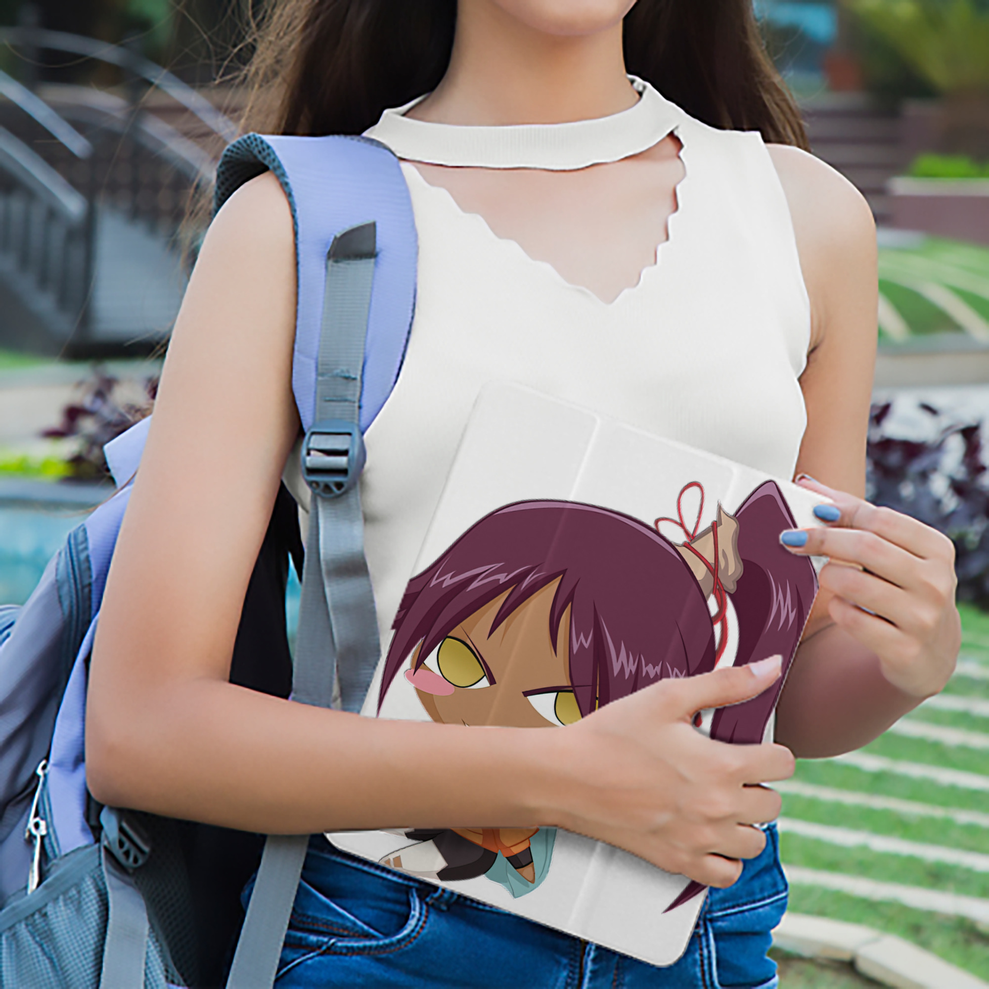 ブリーチ 四楓院 夜一（しほういん よるいち） BLEACH Shihouin Yoruichi IPad ケース ペン収納付き 三つ折りスタンド PUレザー×シリコン 対応機種9.5/10.5/10.9インチ