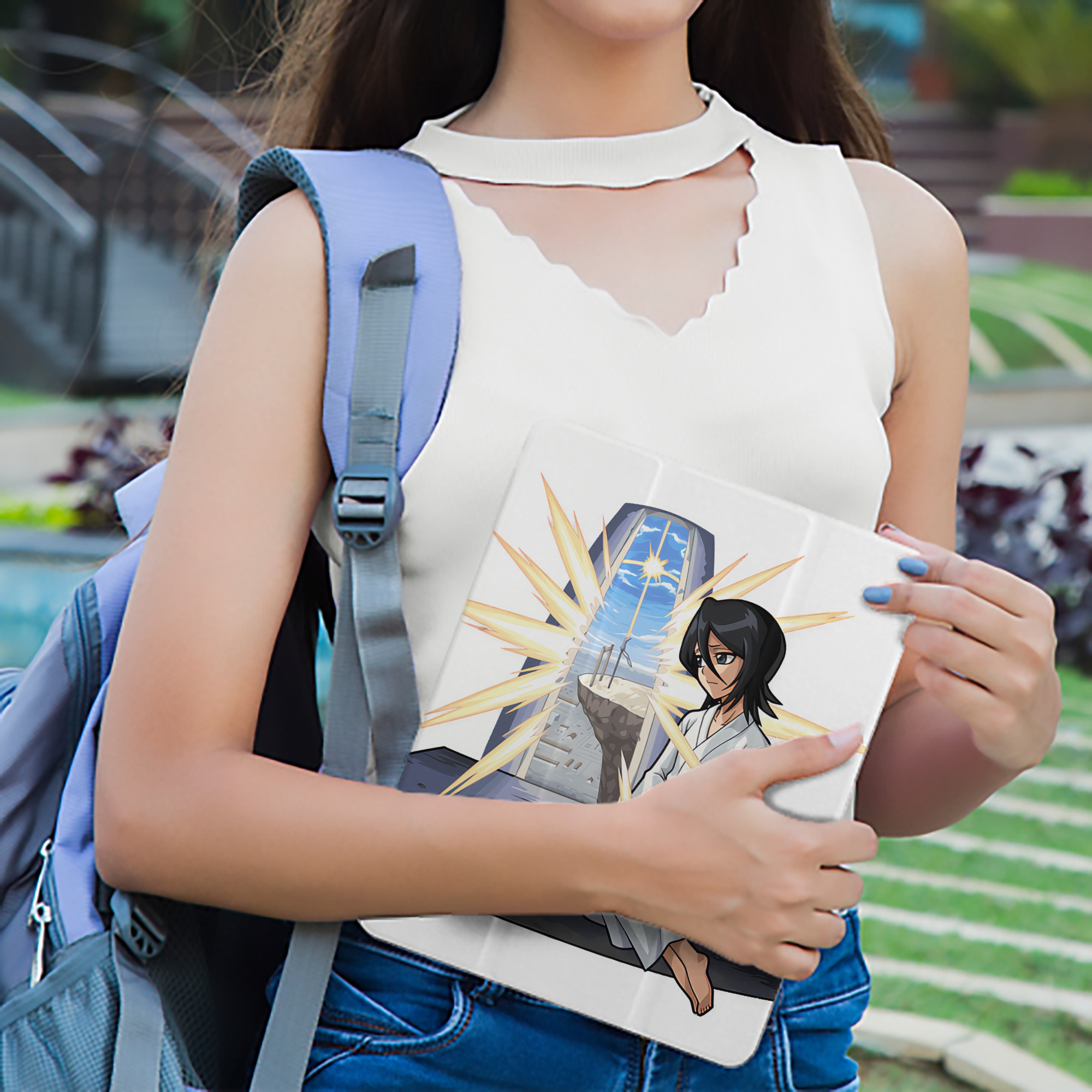 ブリーチ 朽木ルキア BLEACH Kuchiki Rukia IPad ケース ペン収納付き 三つ折りスタンド PUレザー×シリコン 対応機種9.5/10.5/10.9インチ