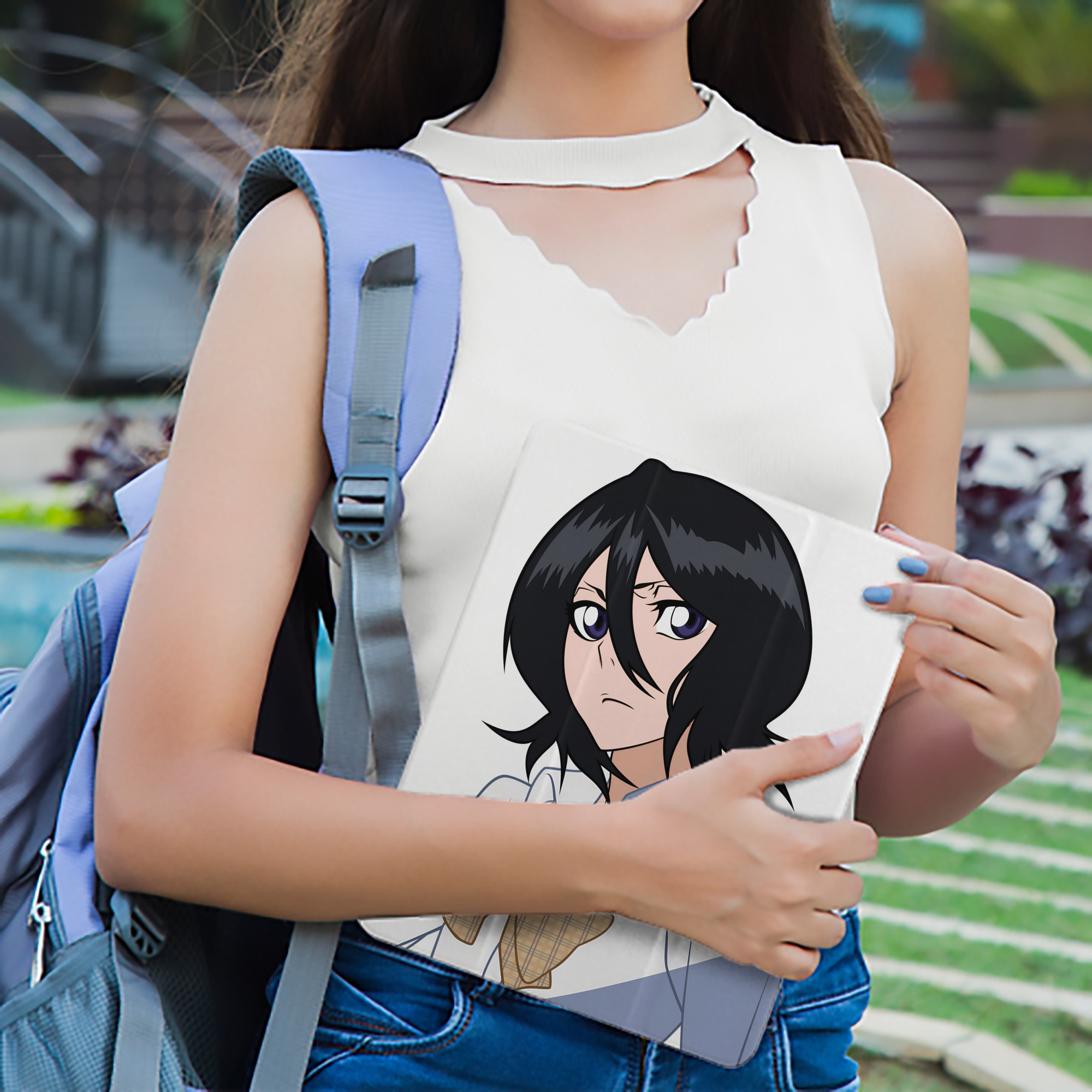 ブリーチ 朽木ルキア BLEACH Kuchiki Rukia IPad ケース ペン収納付き 三つ折りスタンド PUレザー×シリコン 対応機種9.5/10.5/10.9インチ