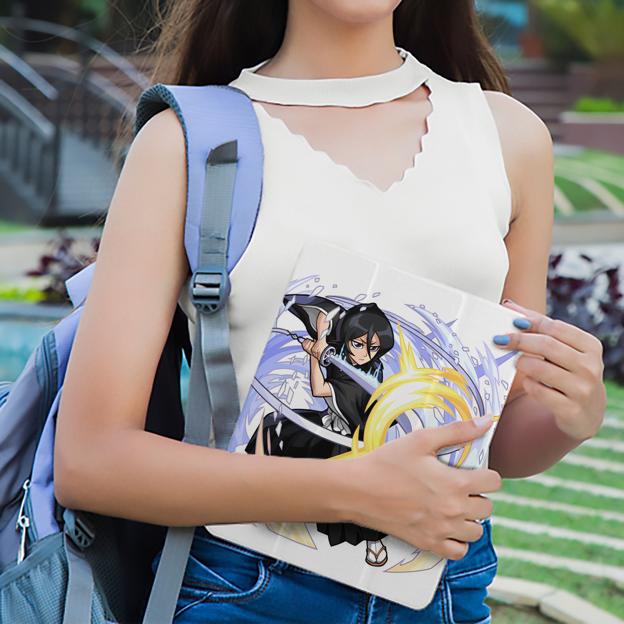 ブリーチ 朽木ルキア BLEACH Kuchiki Rukia IPad ケース ペン収納付き 三つ折りスタンド PUレザー×シリコン 対応機種9.5/10.5/10.9インチ