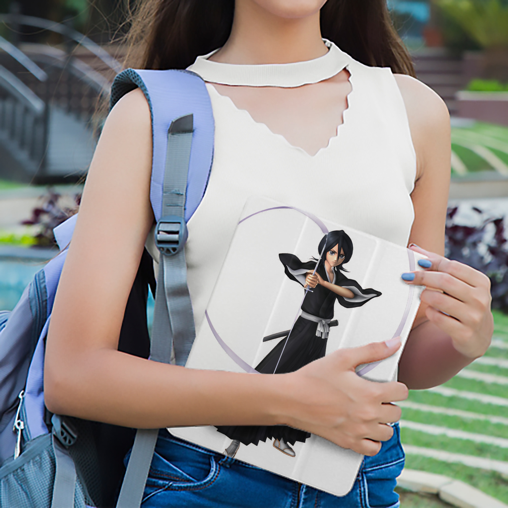 ブリーチ 朽木ルキア BLEACH Kuchiki Rukia IPad ケース ペン収納付き 三つ折りスタンド PUレザー×シリコン 対応機種9.5/10.5/10.9インチ