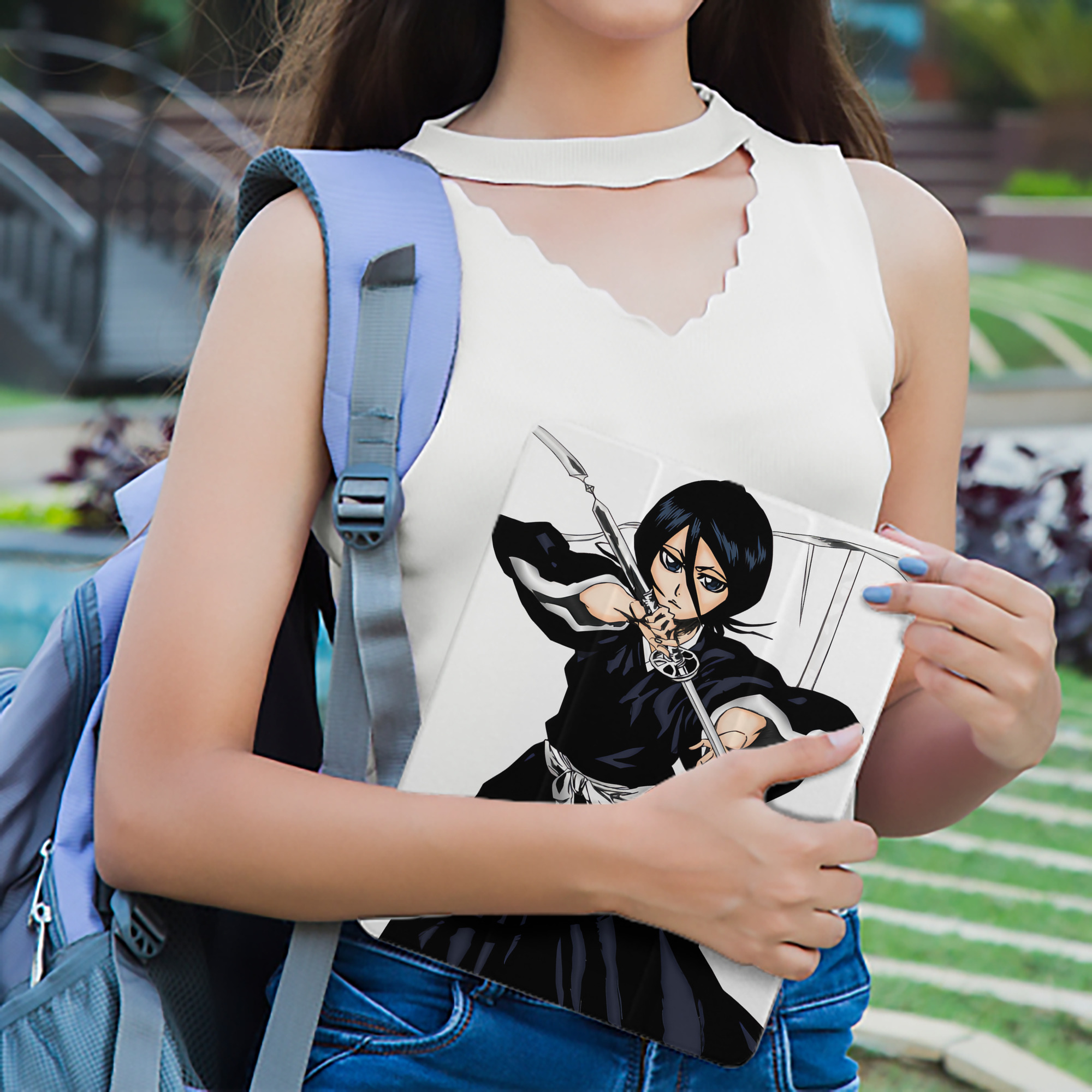 ブリーチ 朽木ルキア BLEACH Kuchiki Rukia IPad ケース ペン収納付き 三つ折りスタンド PUレザー×シリコン 対応機種9.5/10.5/10.9インチ