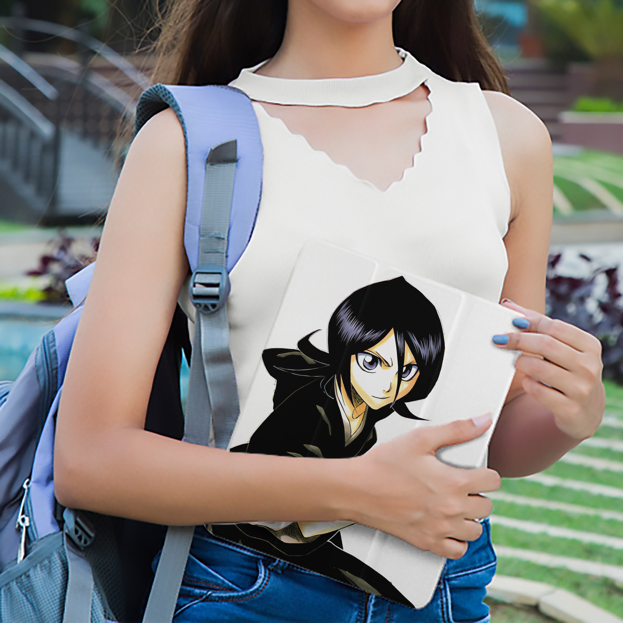 ブリーチ 朽木ルキア BLEACH Kuchiki Rukia IPad ケース ペン収納付き 三つ折りスタンド PUレザー×シリコン 対応機種9.5/10.5/10.9インチ