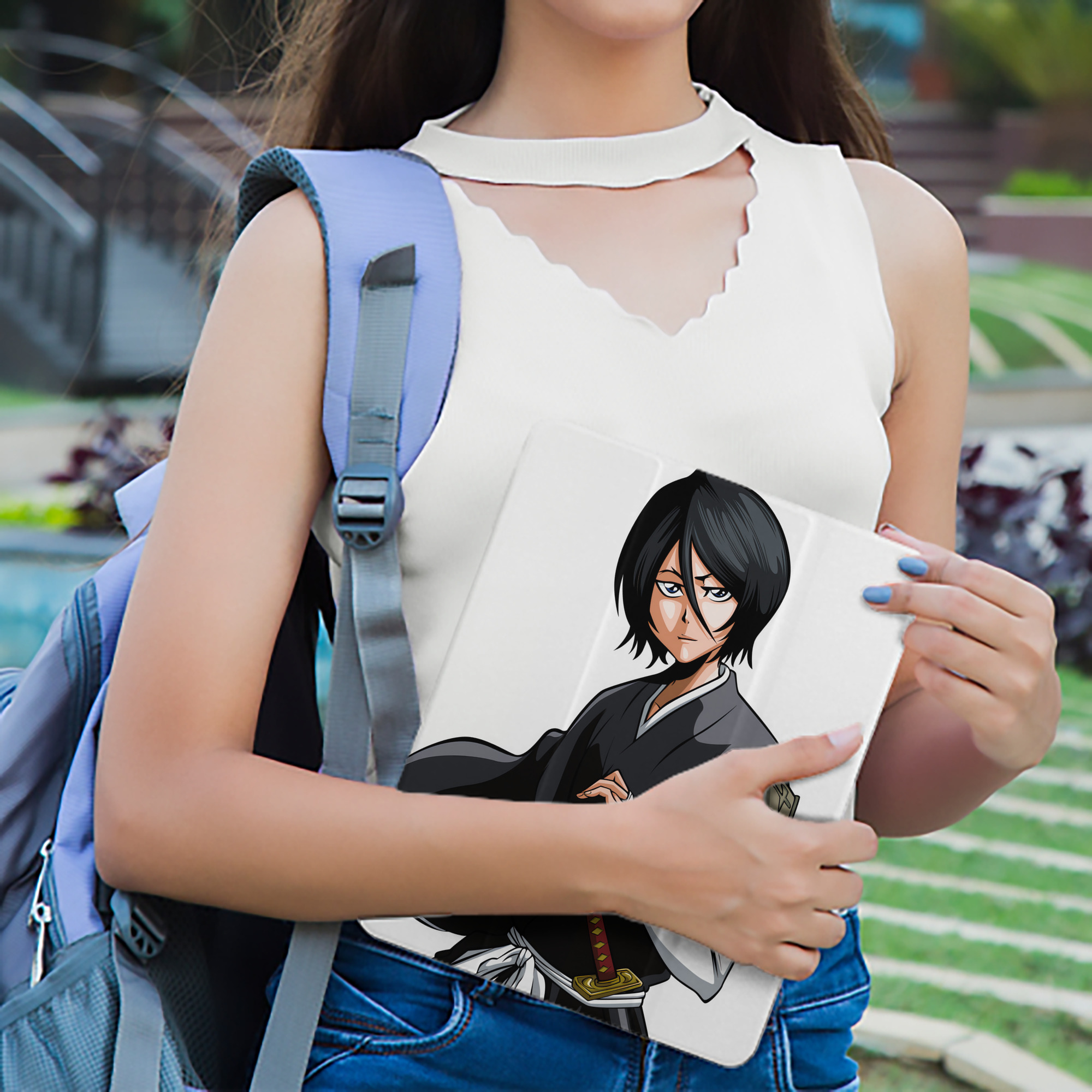 ブリーチ 朽木ルキア BLEACH Kuchiki Rukia IPad ケース ペン収納付き 三つ折りスタンド PUレザー×シリコン 対応機種9.5/10.5/10.9インチ