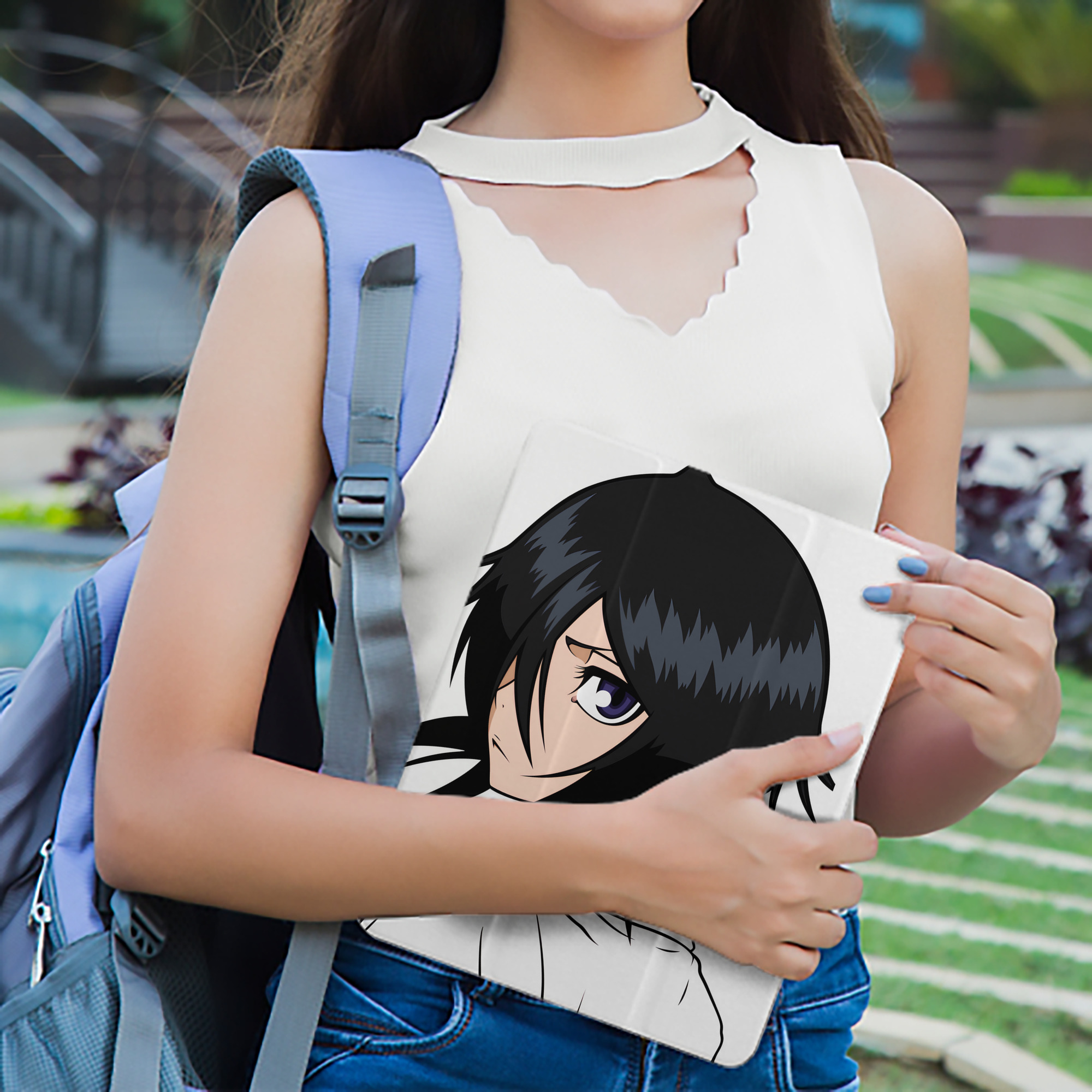 ブリーチ 朽木ルキア BLEACH Kuchiki Rukia IPad ケース ペン収納付き 三つ折りスタンド PUレザー×シリコン 対応機種9.5/10.5/10.9インチ