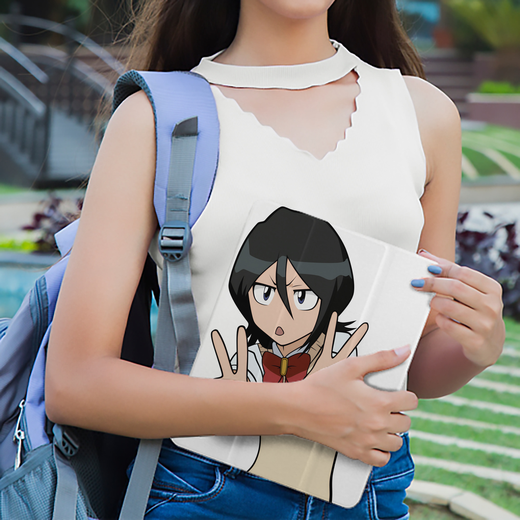 ブリーチ 朽木ルキア BLEACH Kuchiki Rukia IPad ケース ペン収納付き 三つ折りスタンド PUレザー×シリコン 対応機種9.5/10.5/10.9インチ
