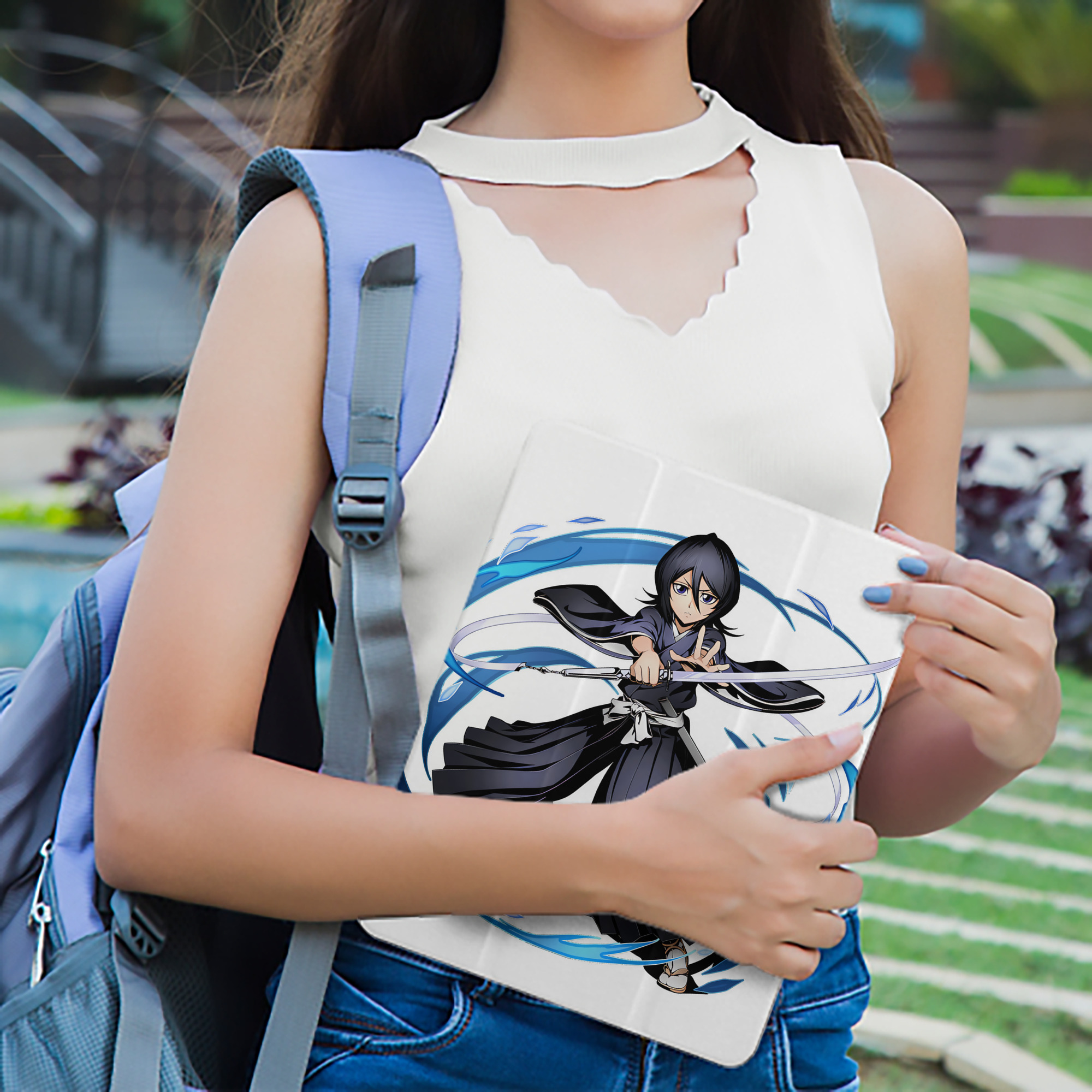 ブリーチ 朽木ルキア BLEACH Kuchiki Rukia IPad ケース ペン収納付き 三つ折りスタンド PUレザー×シリコン 対応機種9.5/10.5/10.9インチ
