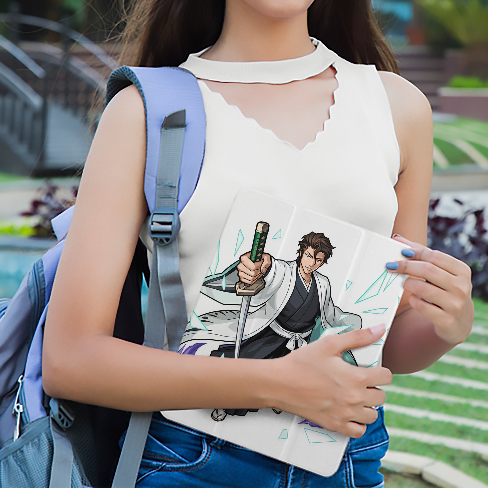ブリーチ 藍染 惣右介（あいぜん そうすけ） BLEACH Aizen Sousuke IPad ケース ペン収納付き 三つ折りスタンド PUレザー×シリコン 対応機種9.5/10.5/10.9インチ
