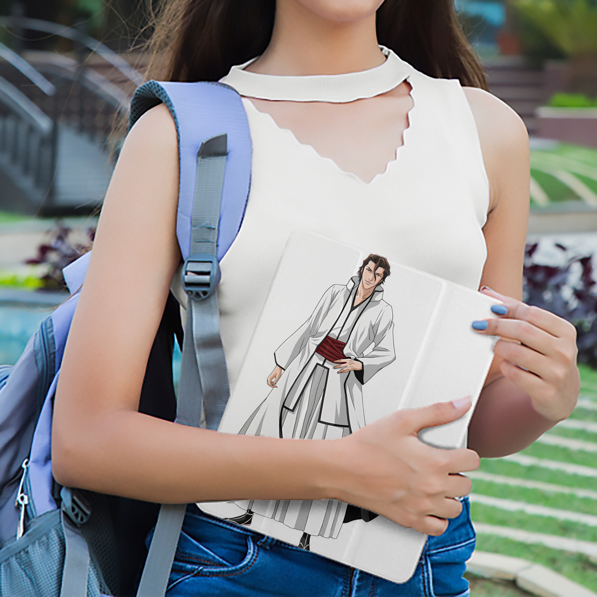 ブリーチ 藍染 惣右介（あいぜん そうすけ） BLEACH Aizen Sousuke IPad ケース ペン収納付き 三つ折りスタンド PUレザー×シリコン 対応機種9.5/10.5/10.9インチ