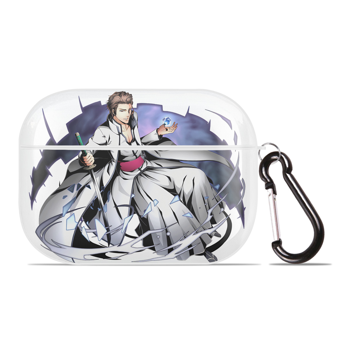 （画像用） ブリーチ 藍染 惣右介（あいぜん そうすけ） BLEACH Aizen Sousuke 【AirPods Pro用】ハードシェル保護ケース 耐衝撃・防指紋・カラビナ付き商品仕様