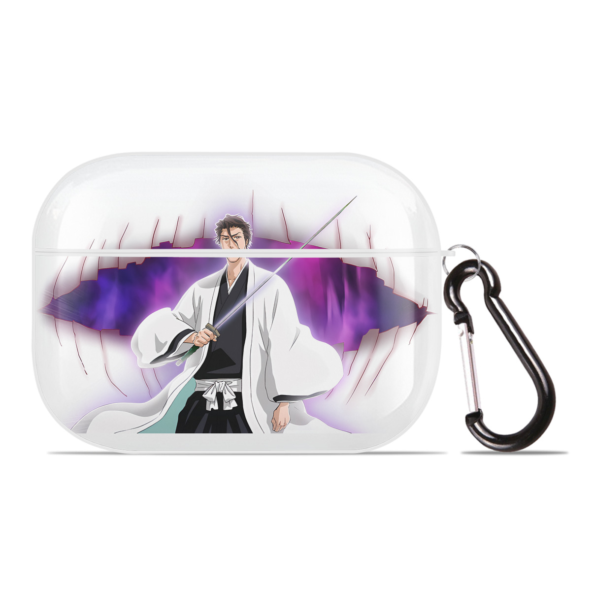 （画像用） ブリーチ 藍染 惣右介（あいぜん そうすけ） BLEACH Aizen Sousuke 【AirPods Pro用】ハードシェル保護ケース 耐衝撃・防指紋・カラビナ付き商品仕様