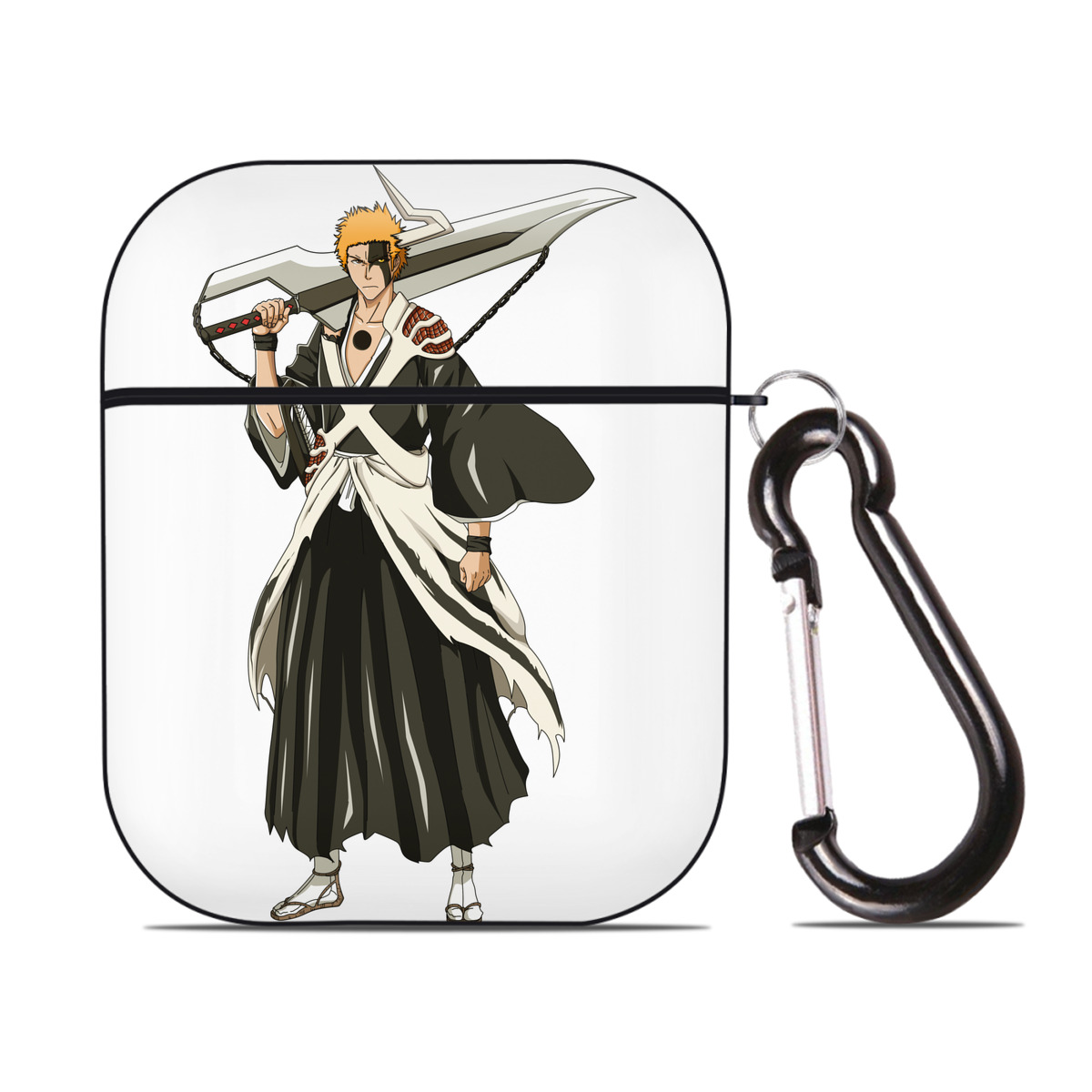 （画像用） ブリーチ 黒崎一護（くろさき いちご）BLEACH Kurosaki Ichigo AirPods 第2世代保護ケース ハードシェル ブラック 耐衝撃・防指紋・カラビナ付き