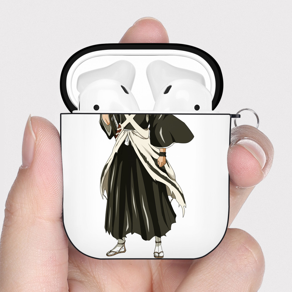 （画像用） ブリーチ 黒崎一護（くろさき いちご）BLEACH Kurosaki Ichigo AirPods 第2世代保護ケース ハードシェル ブラック 耐衝撃・防指紋・カラビナ付き